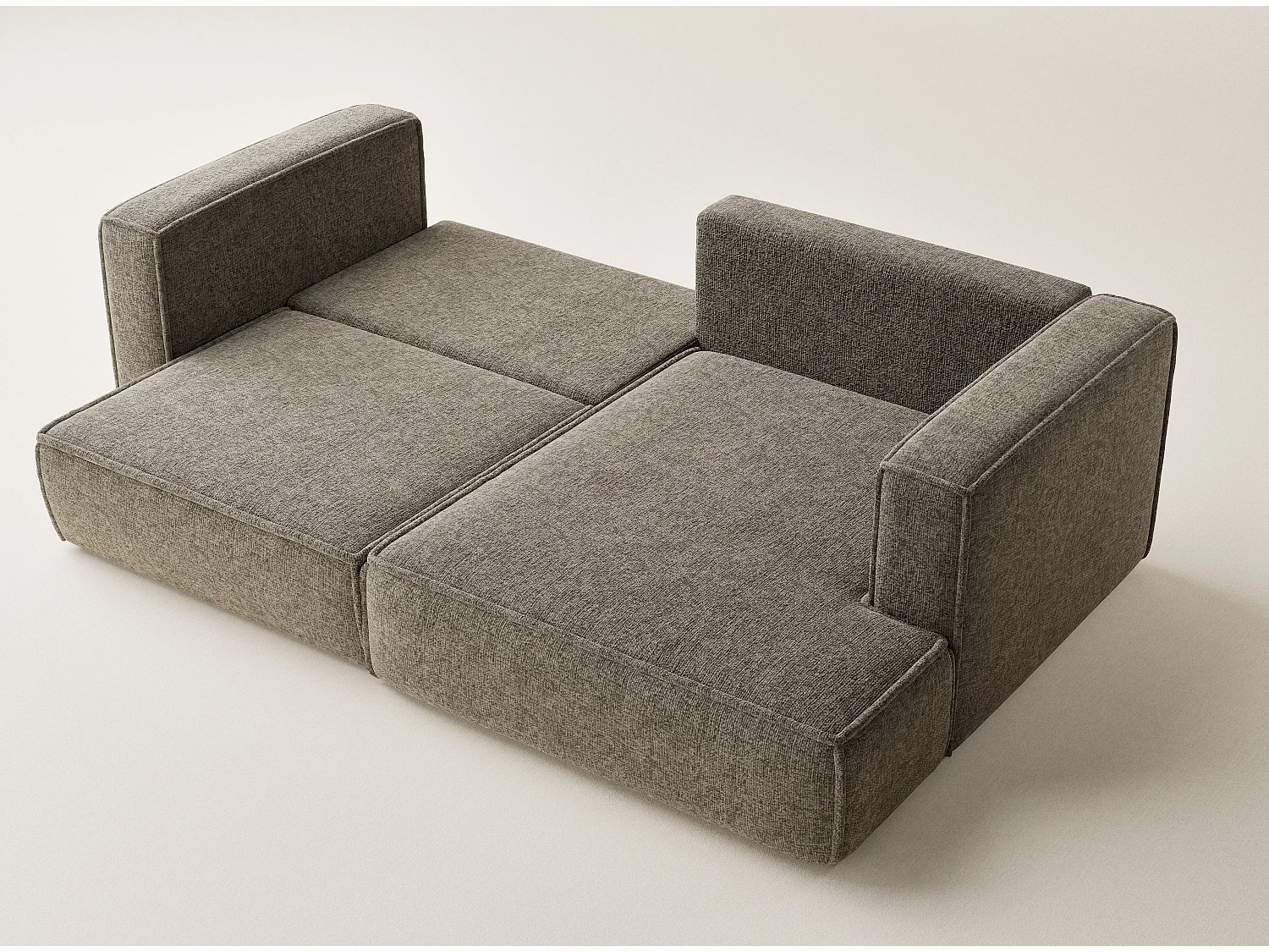 Canapé d'angle droit avec fonction lit en tissu chenille brun VELTO