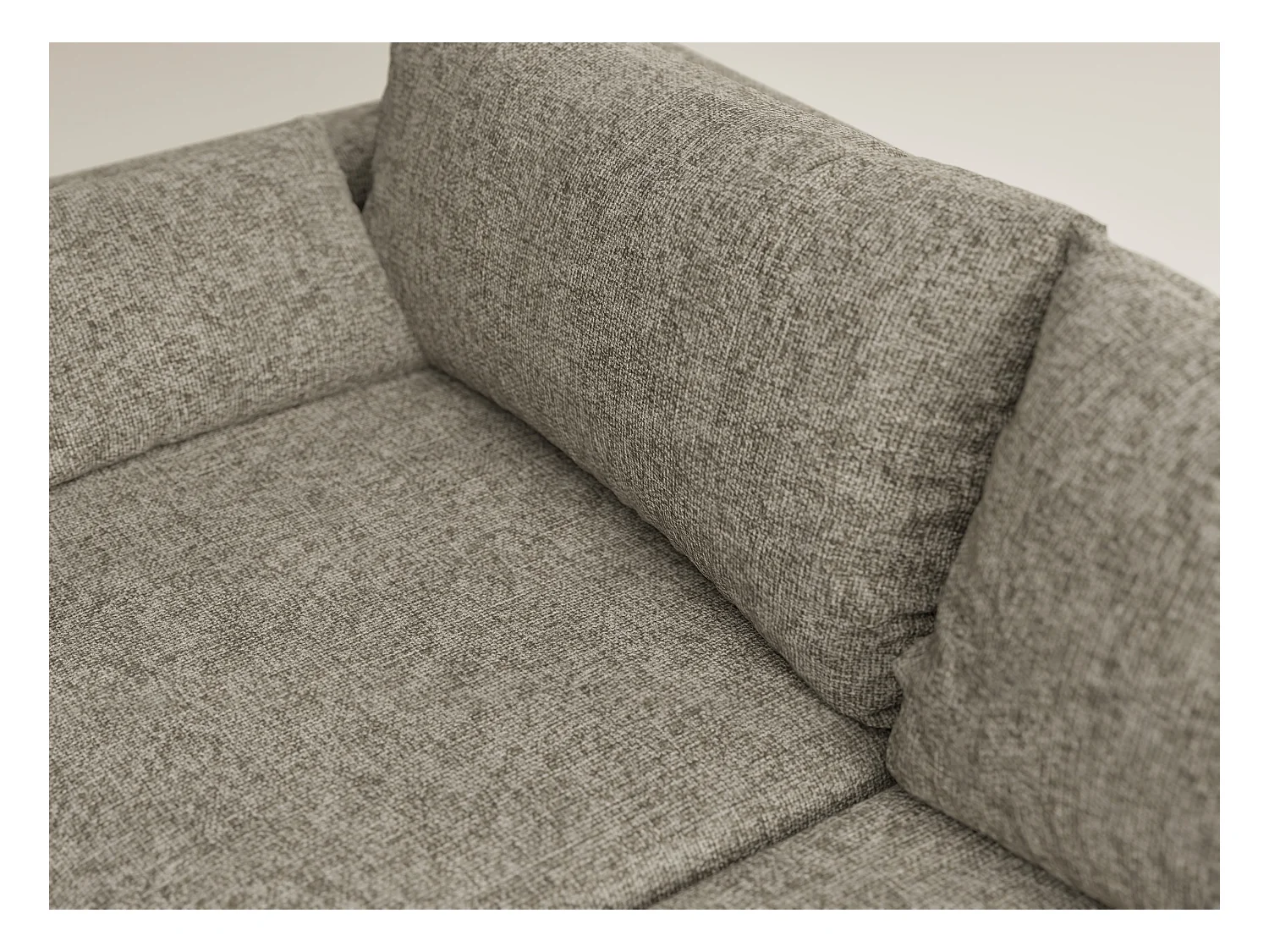 Canapé d'angle droit avec fonction lit en tissu chenille taupe LEON