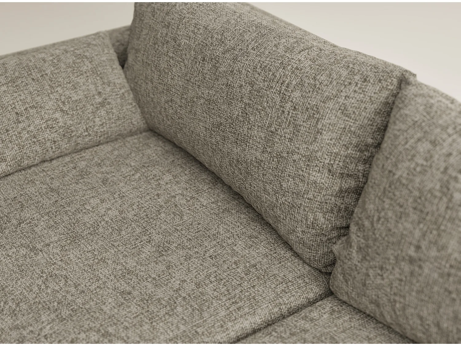 Canapé d'angle droit avec fonction lit en tissu chenille taupe LEON