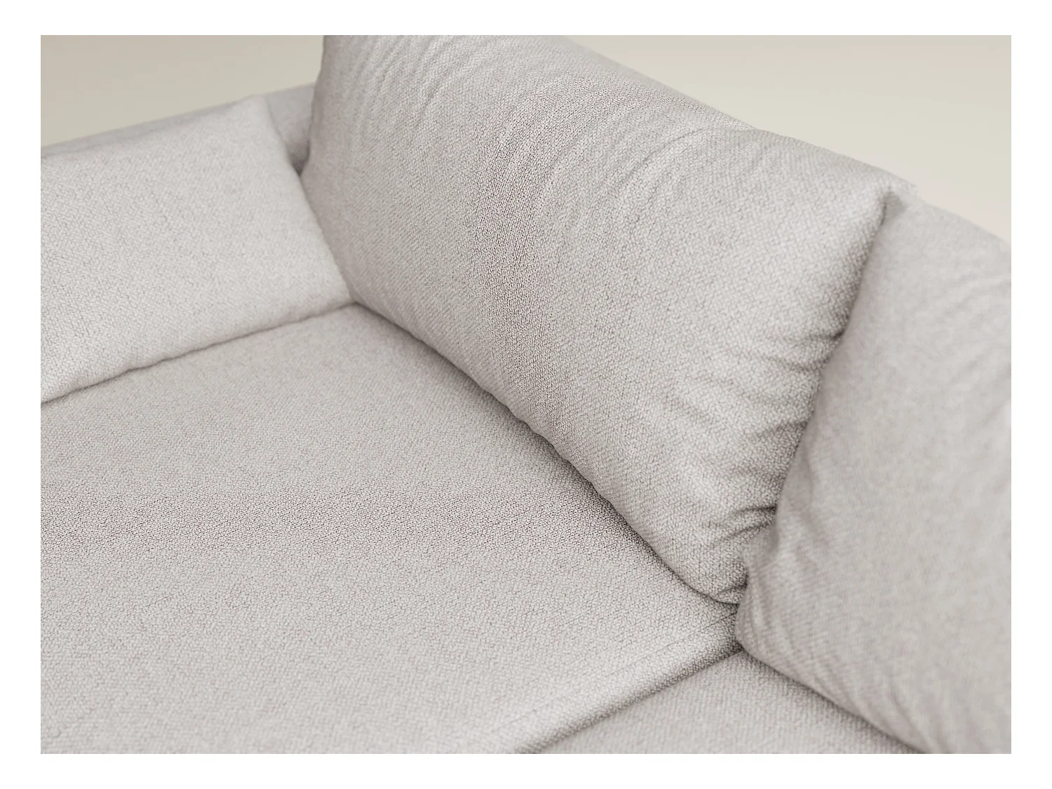 Canapé d'angle droit avec fonction lit en tissu tressé beige LEON