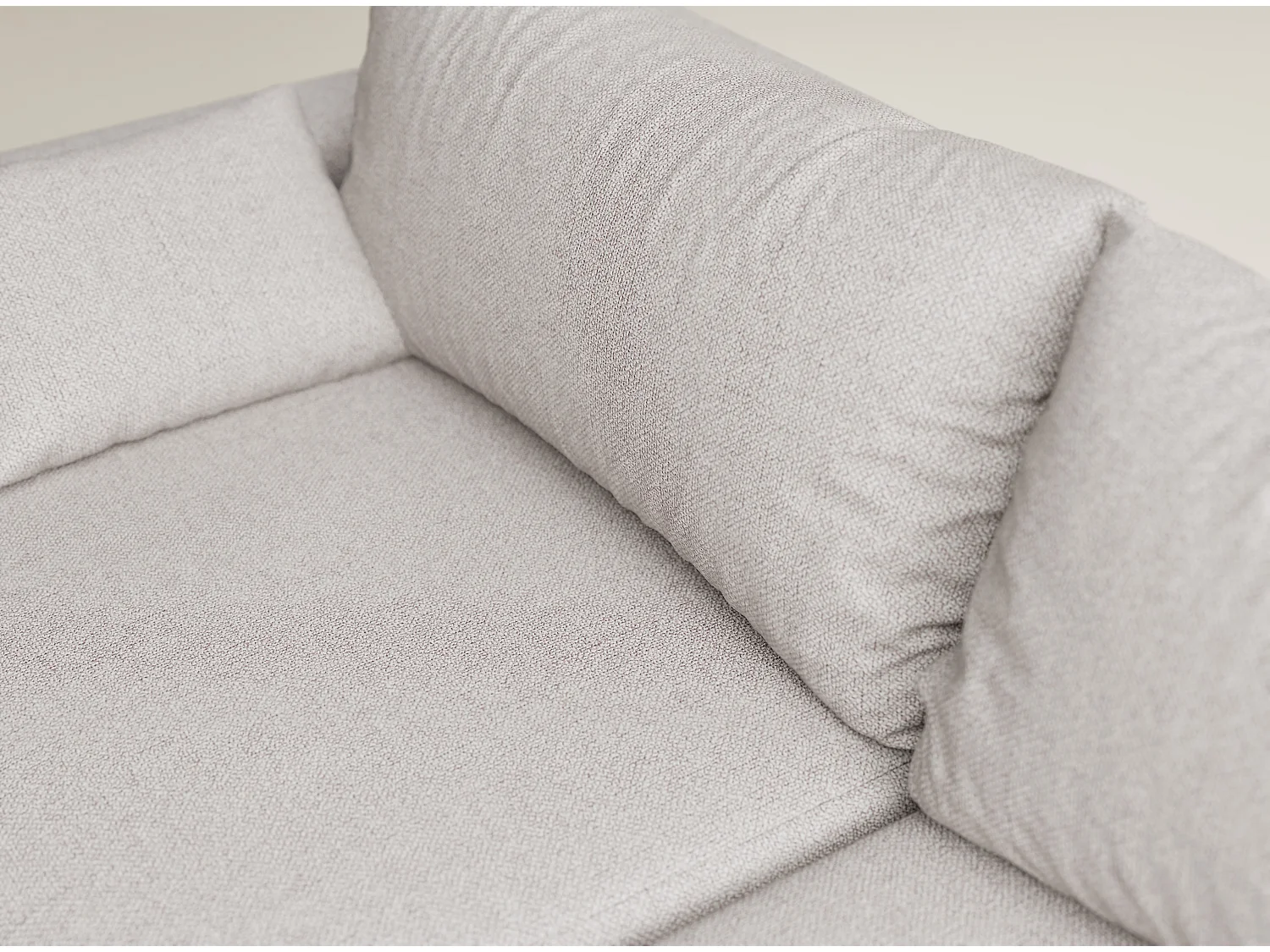 Canapé d'angle droit avec fonction lit en tissu tressé beige LEON