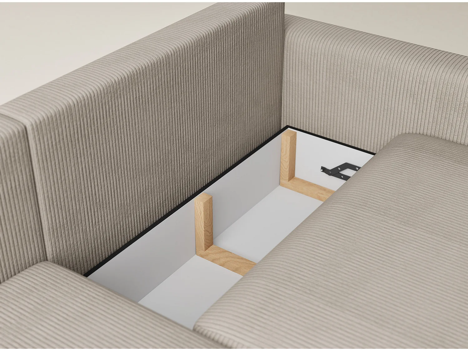 Canapé d'angle gauche avec fonction lit en velours beige foncé LEON