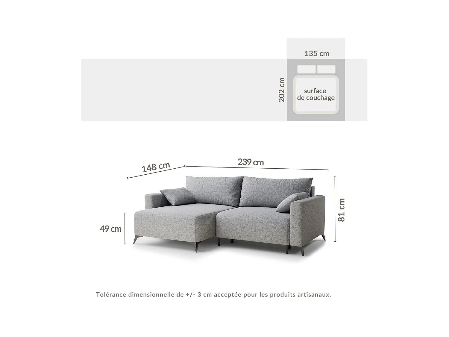 Canapé d'angle gauche avec fonction lit en tissu tressé vert foncé LEON