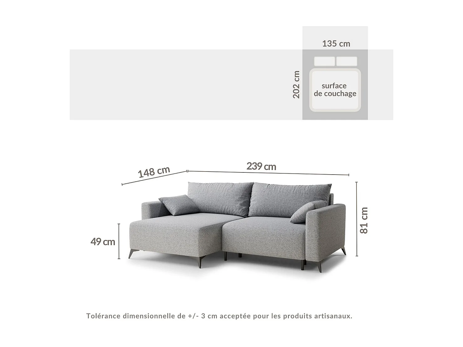 Canapé d'angle gauche avec fonction lit en tissu tressé vert foncé LEON