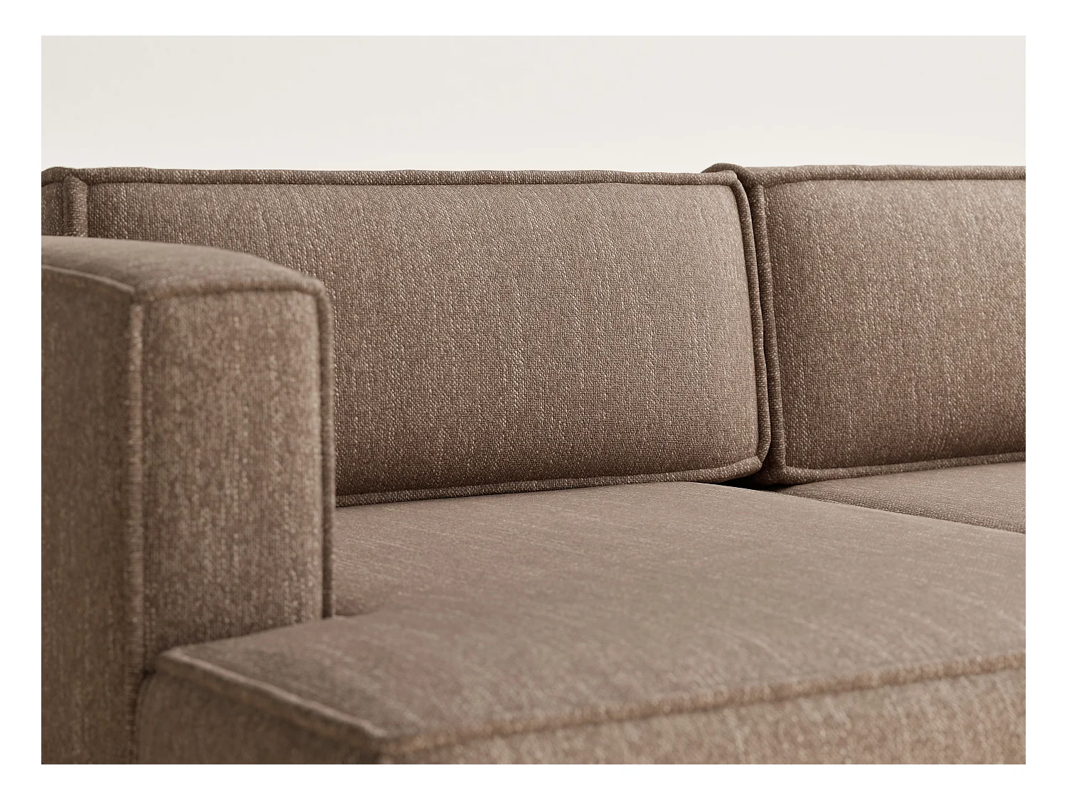 Canapé d'angle gauche avec fonction lit en tissu tressé brun VELTO