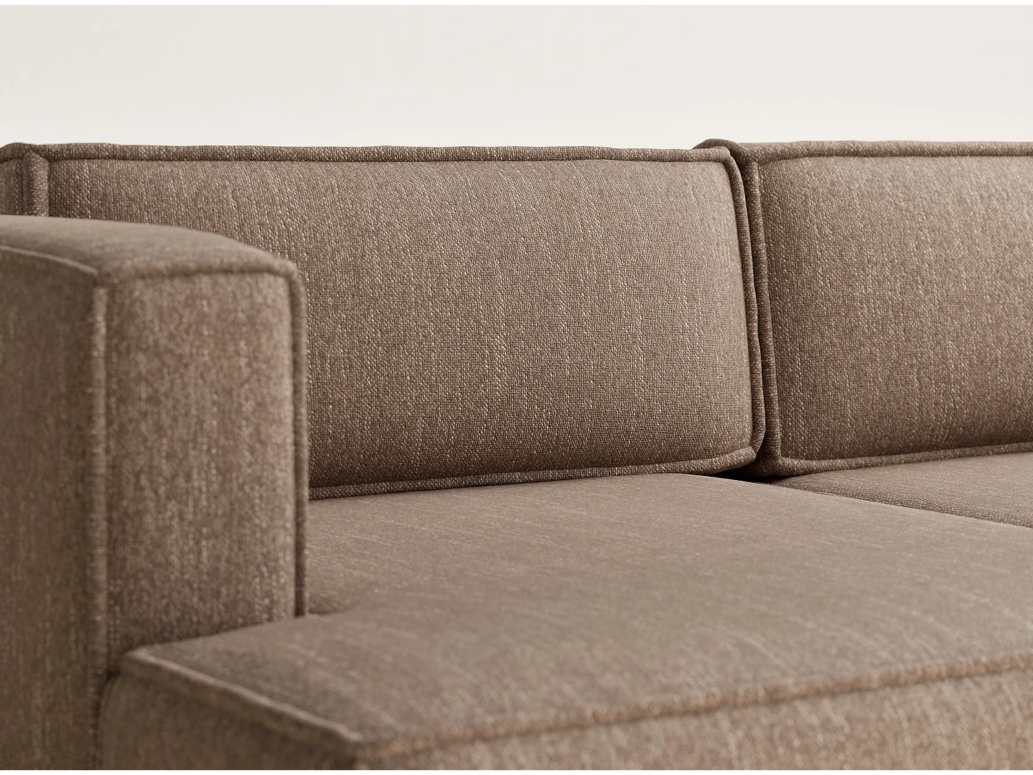 Canapé d'angle gauche avec fonction lit en tissu tressé brun VELTO