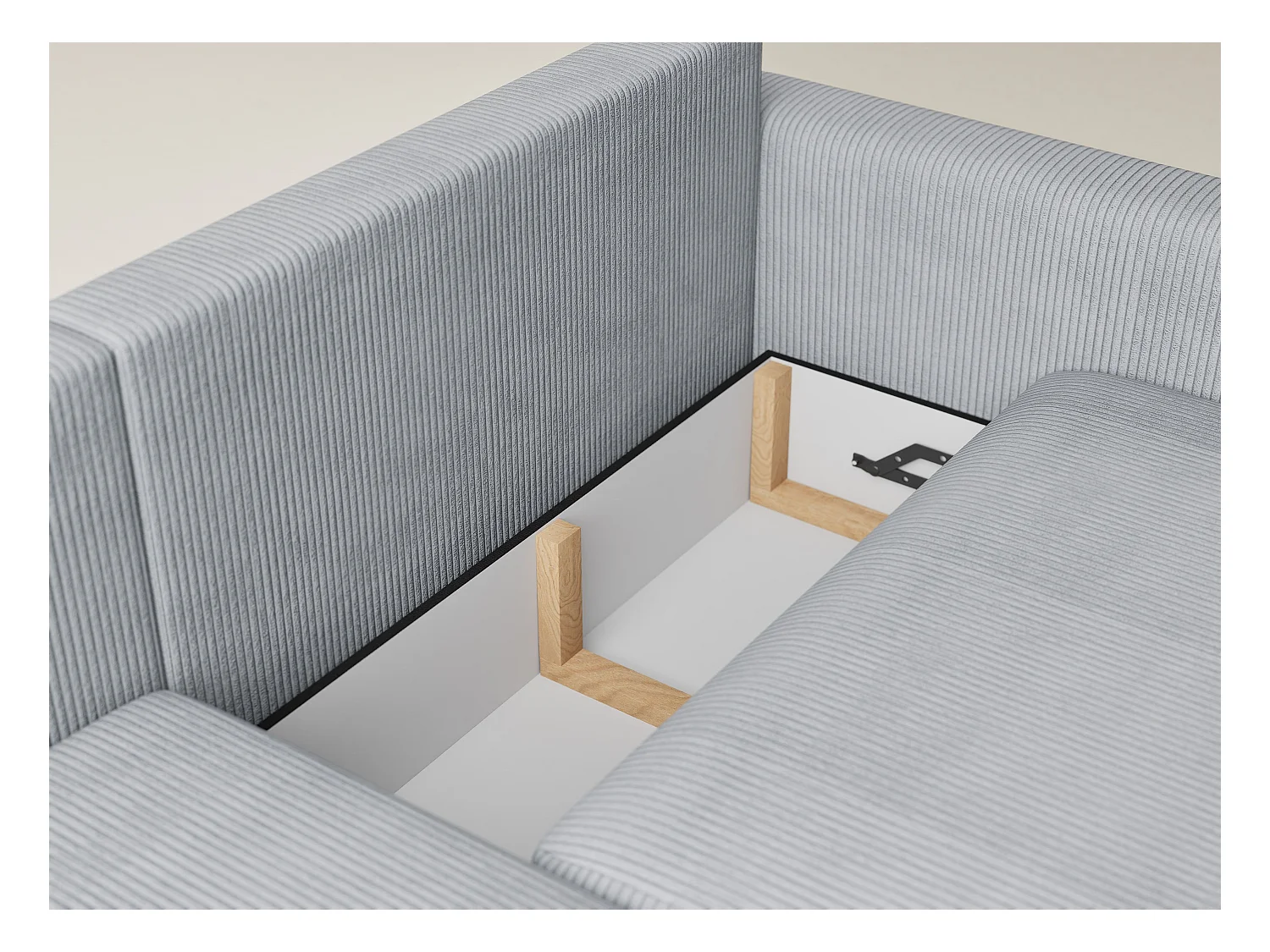 Canapé d'angle gauche avec fonction lit en velours gris clair LEON