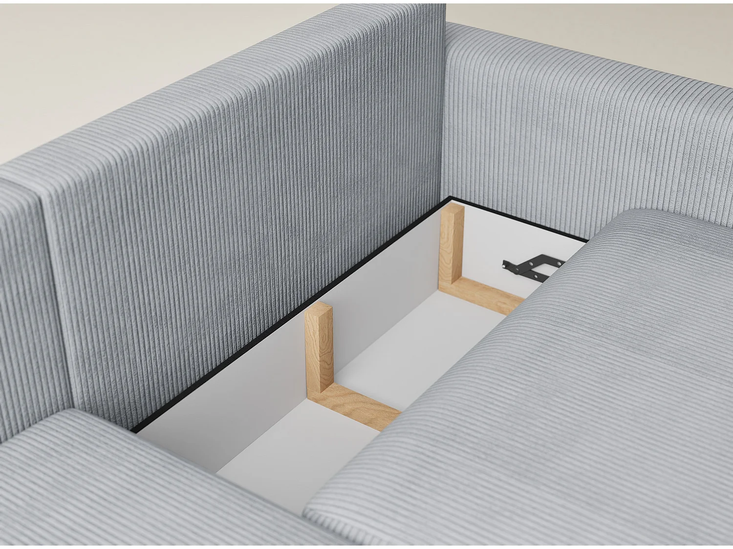 Canapé d'angle gauche avec fonction lit en velours gris clair LEON