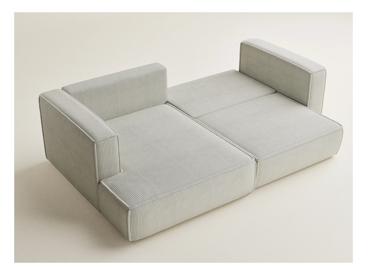 Canapé d'angle gauche avec fonction lit en velours creme VELTO