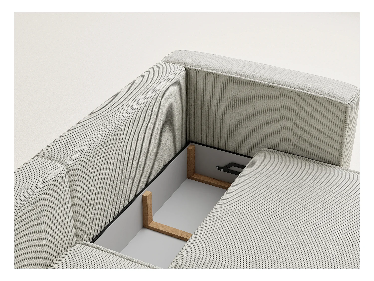 Canapé d'angle gauche avec fonction lit en velours creme VELTO