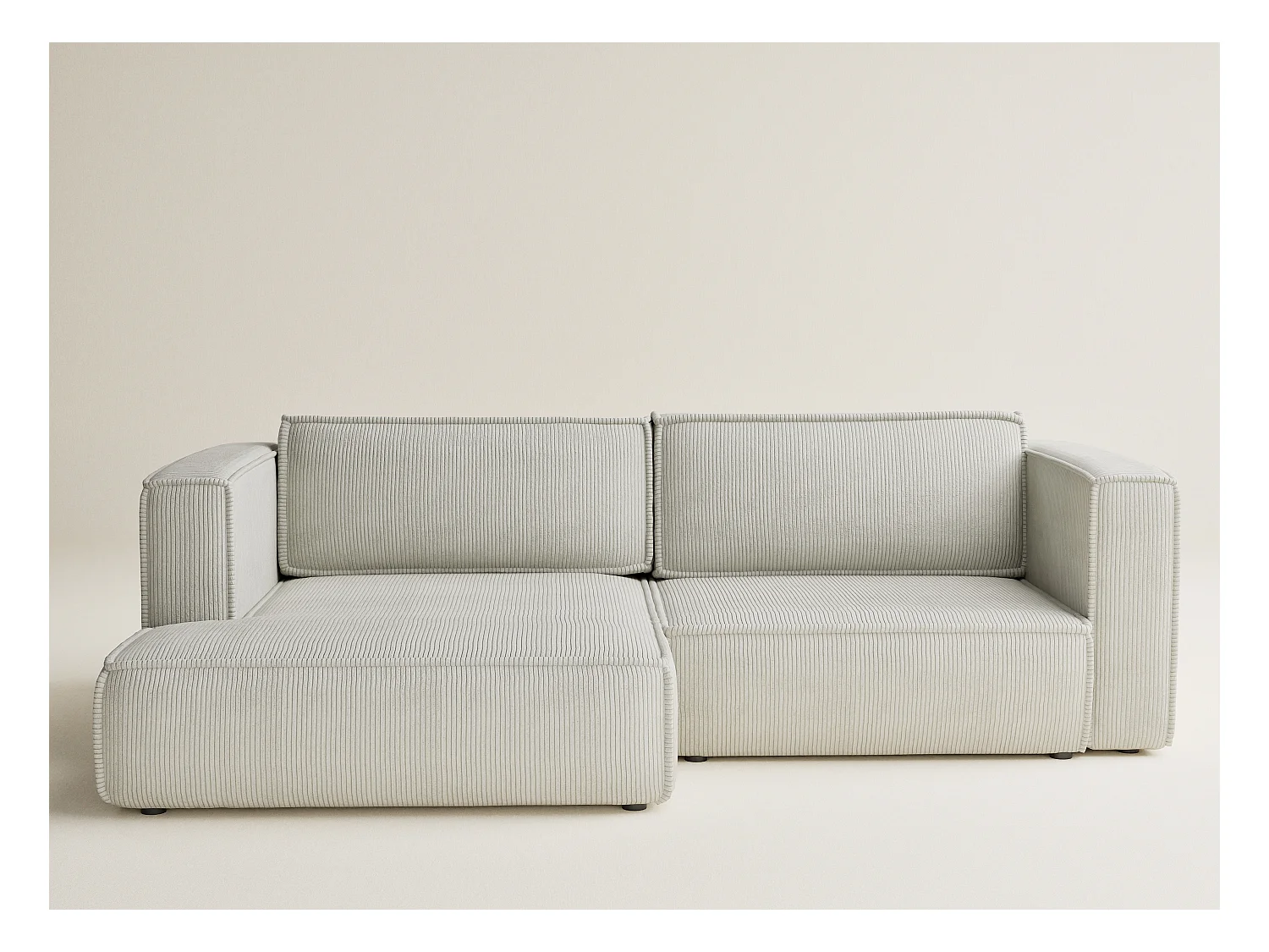 Canapé d'angle gauche avec fonction lit en velours creme VELTO