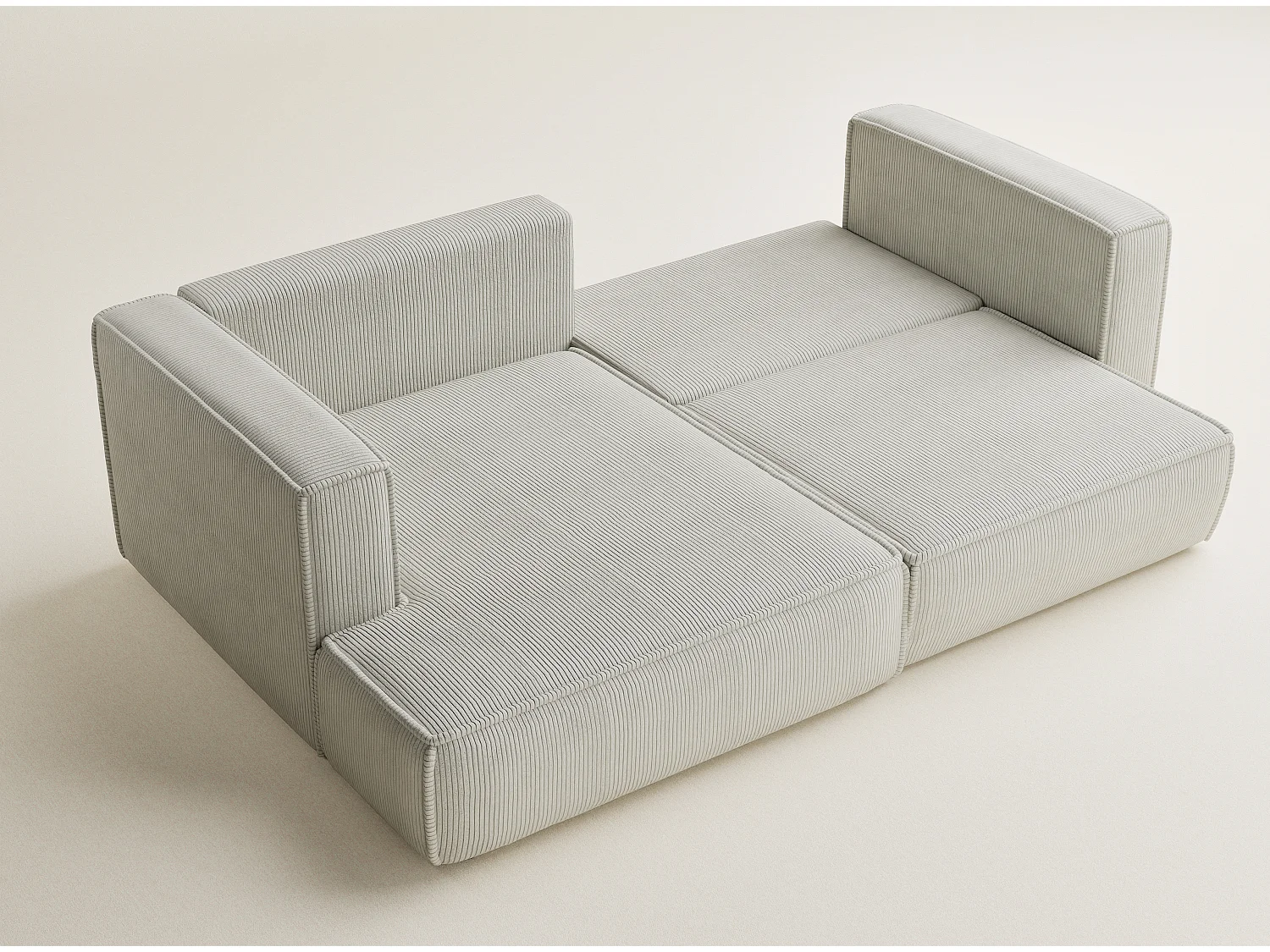 Canapé d'angle gauche avec fonction lit en velours creme VELTO