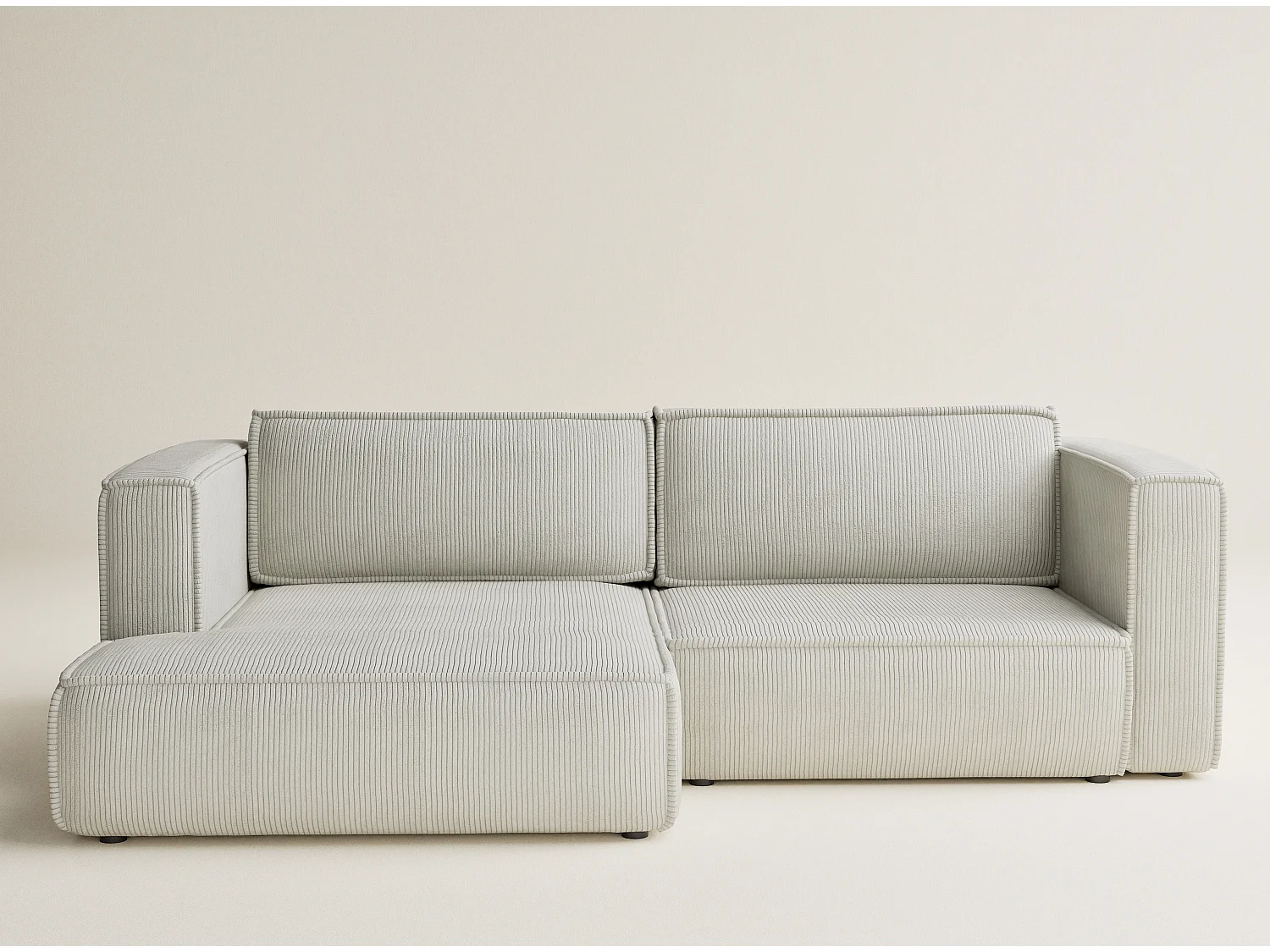 Canapé d'angle gauche avec fonction lit en velours creme VELTO