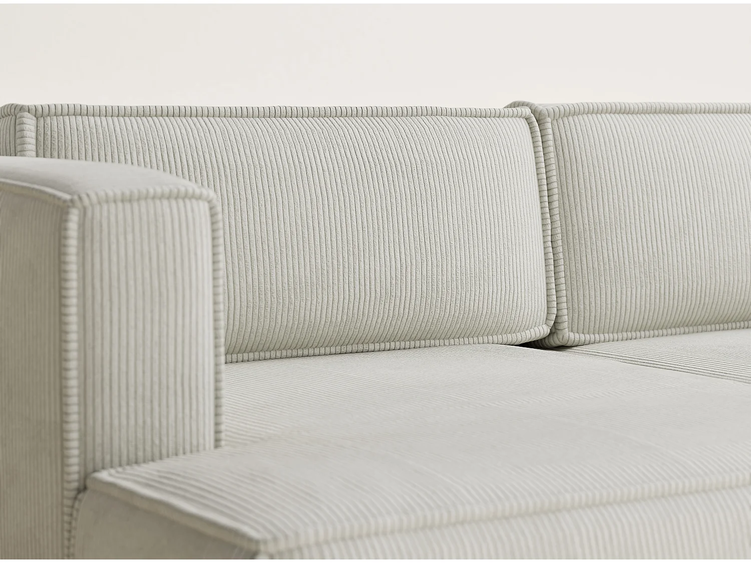 Canapé d'angle gauche avec fonction lit en velours creme VELTO