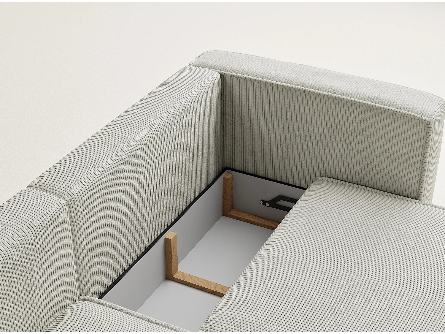 Hoekslaapbank met hoek links in veloursstof creme VELTO