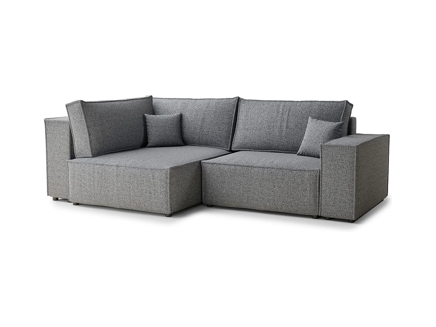 Canapé d'angle gauche avec fonction lit en tissu tressé gris TONGA