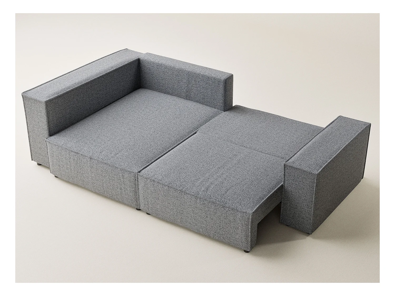 Canapé d'angle gauche avec fonction lit en tissu tressé gris TONGA