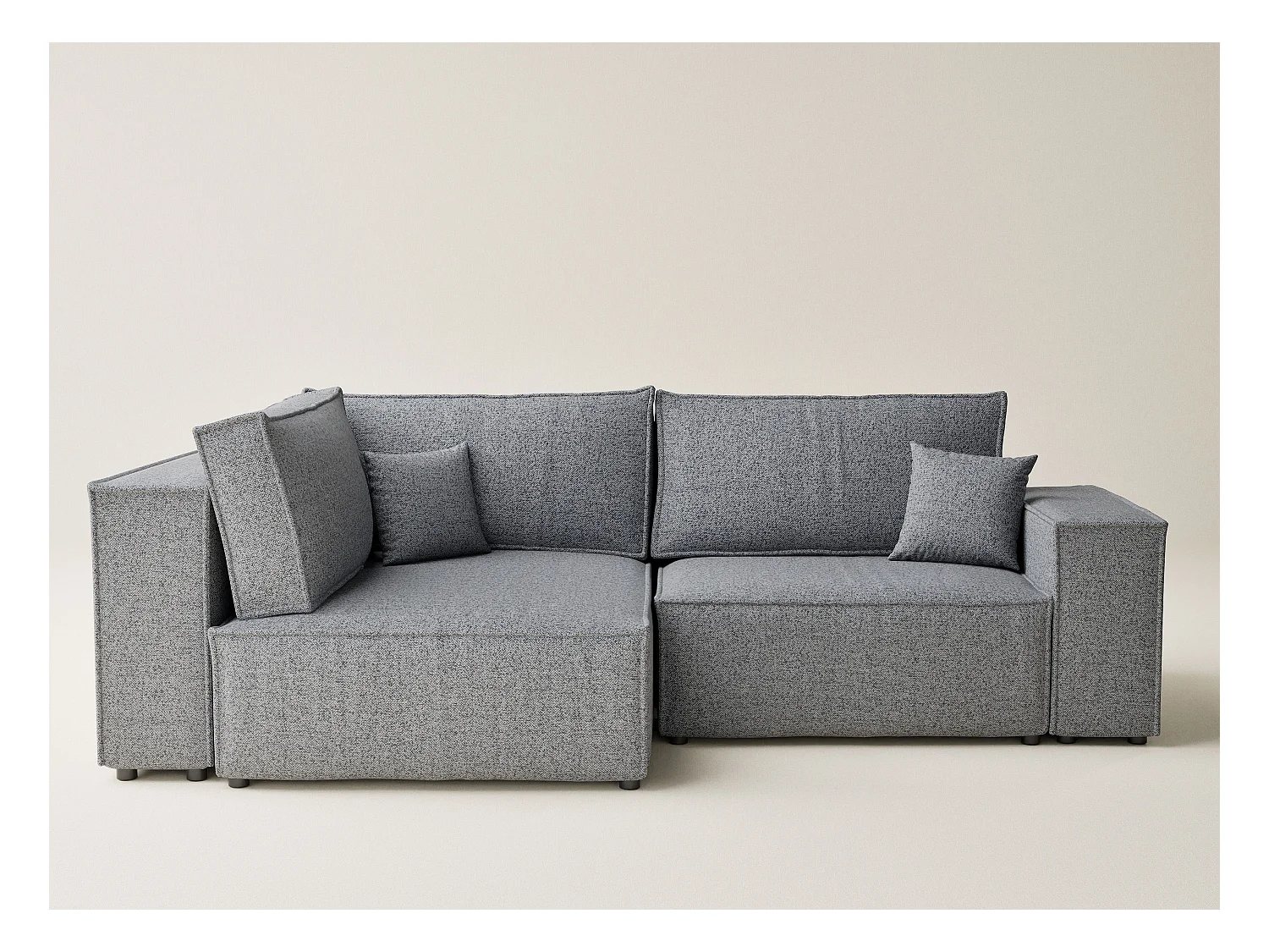 Canapé d'angle gauche avec fonction lit en tissu tressé gris TONGA