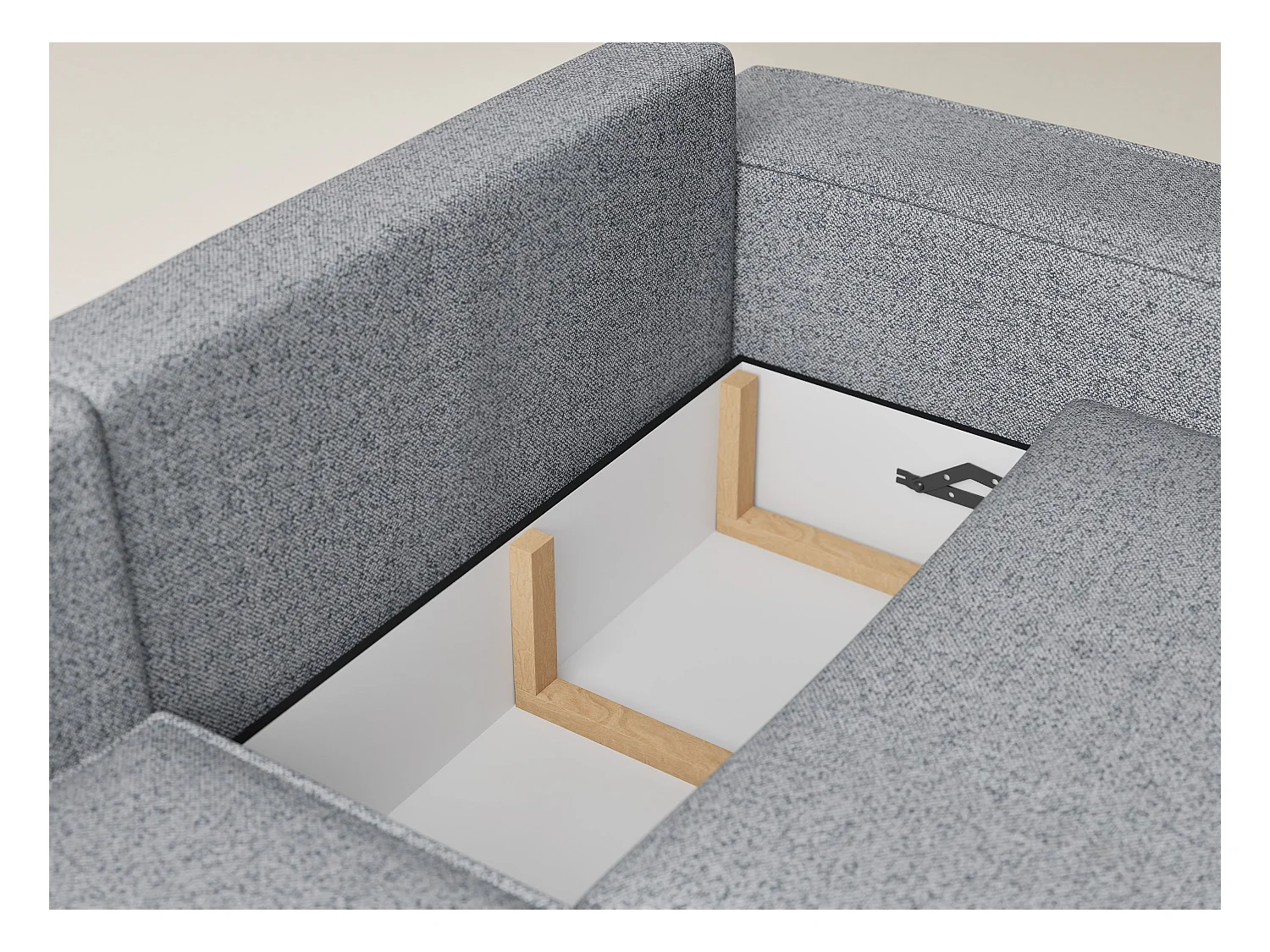 Canapé d'angle gauche avec fonction lit en tissu tressé gris TONGA