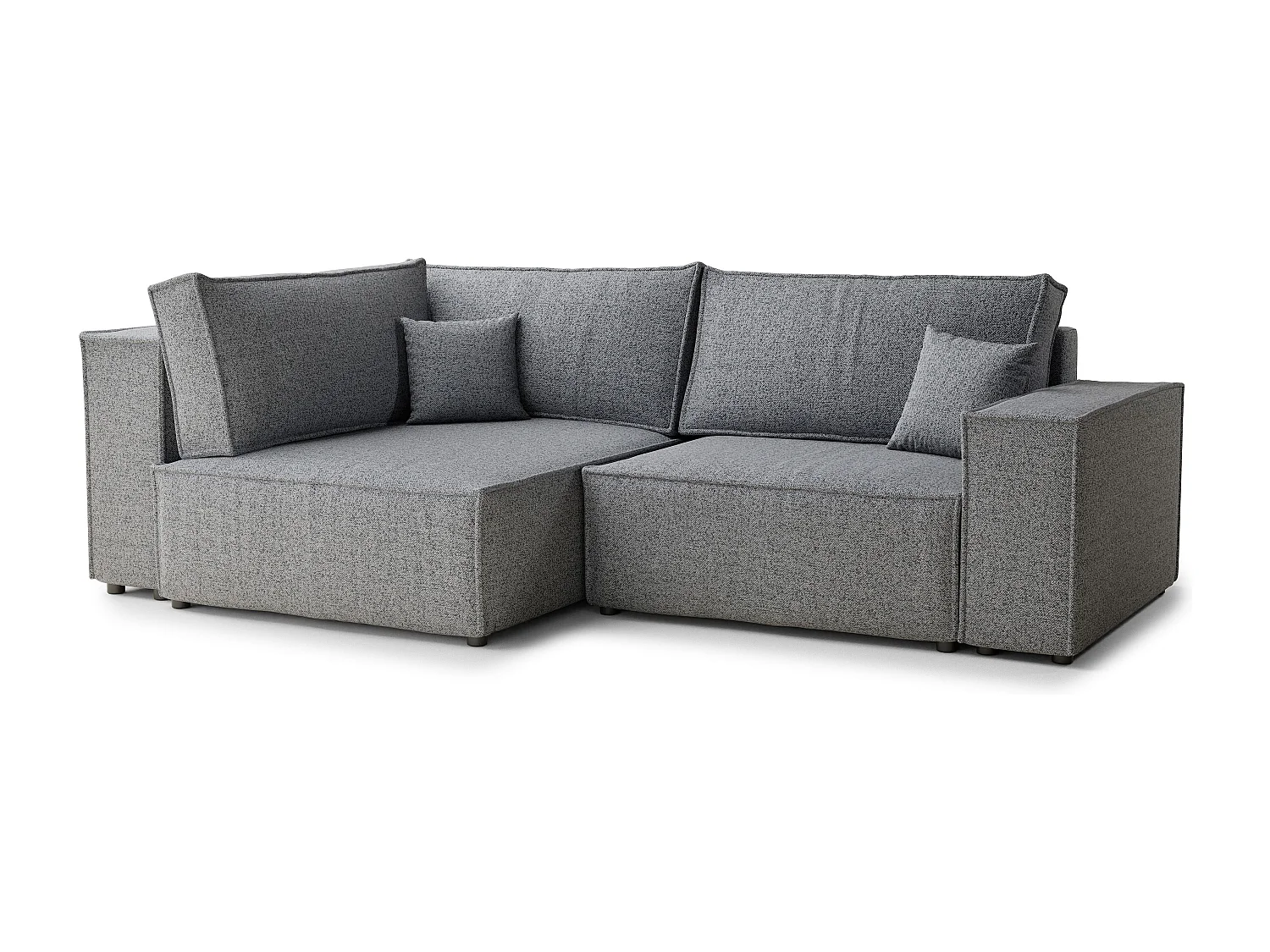 Canapé d'angle gauche avec fonction lit en tissu tressé gris TONGA