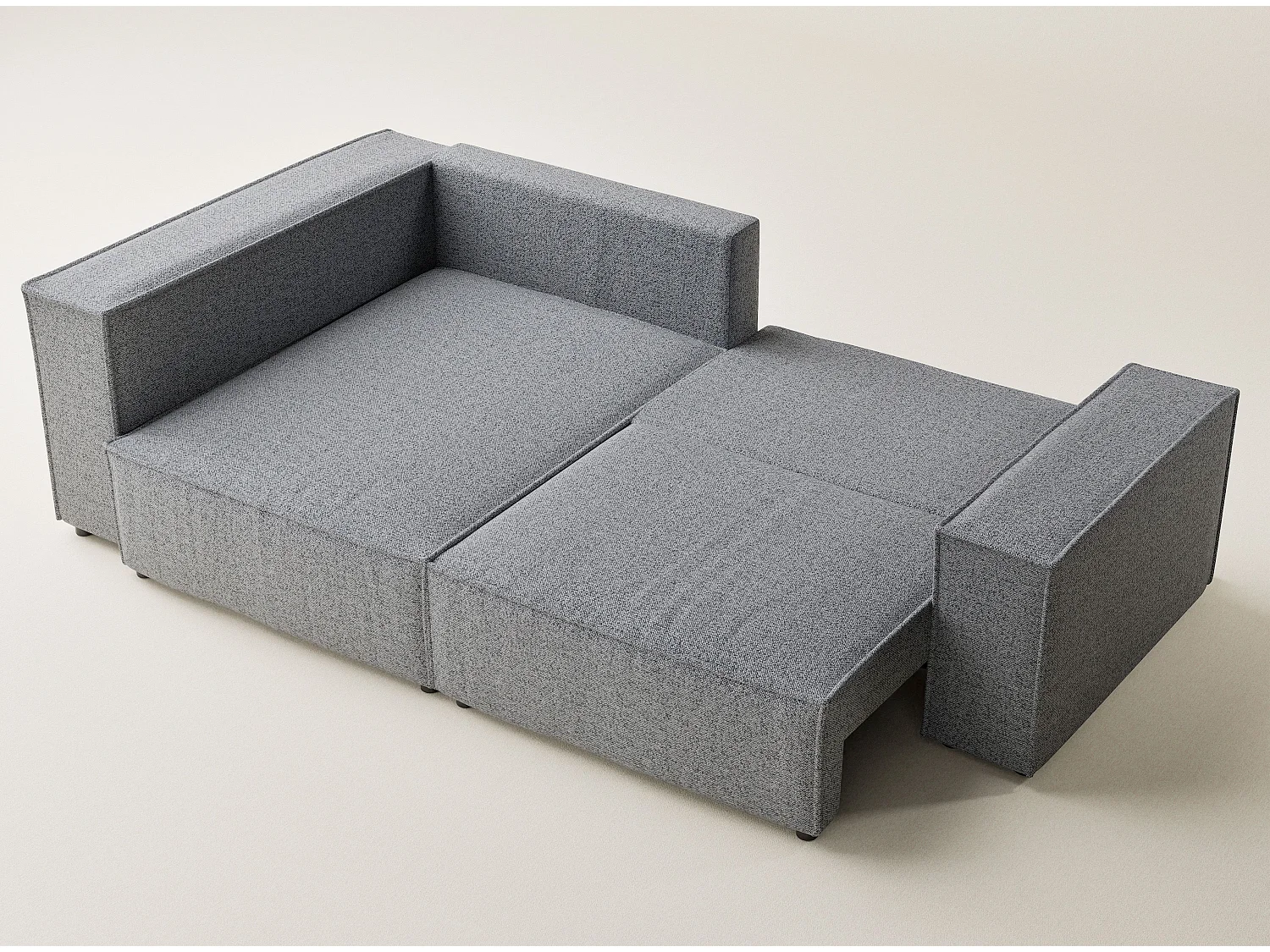 Canapé d'angle gauche avec fonction lit en tissu tressé gris TONGA