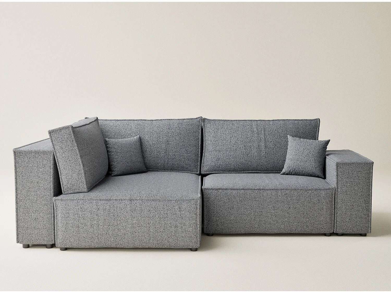 Canapé d'angle gauche avec fonction lit en tissu tressé gris TONGA