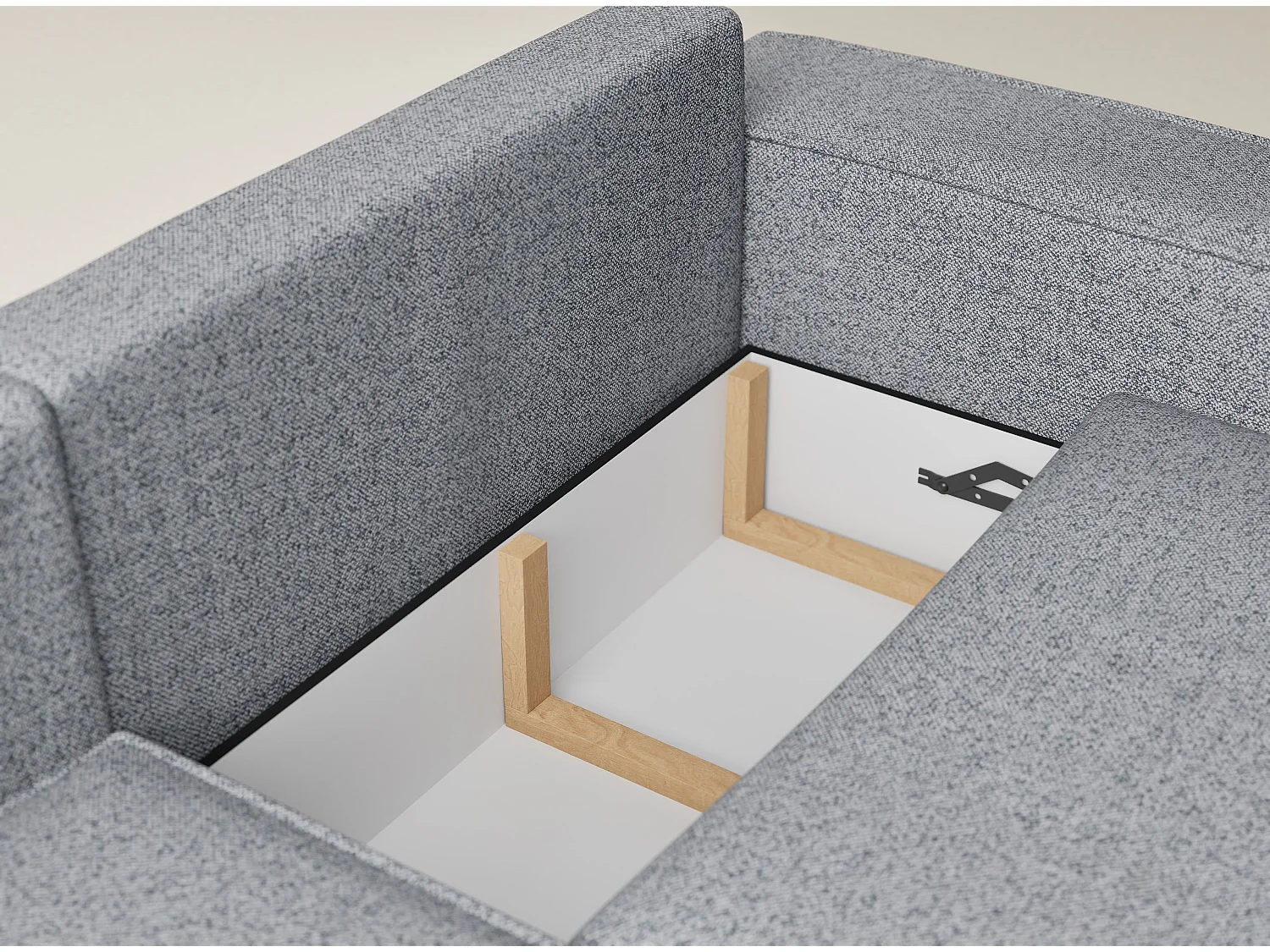 Canapé d'angle gauche avec fonction lit en tissu tressé gris TONGA