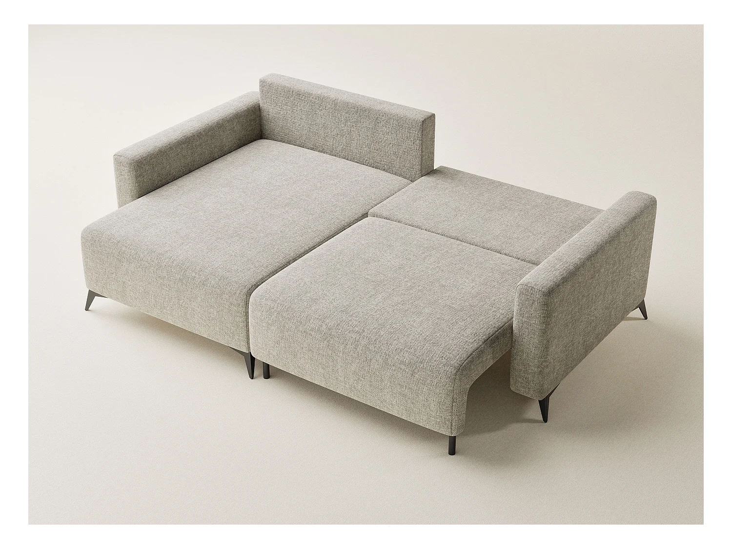 Canapé d'angle gauche avec fonction lit en tissu chenille beige LEON