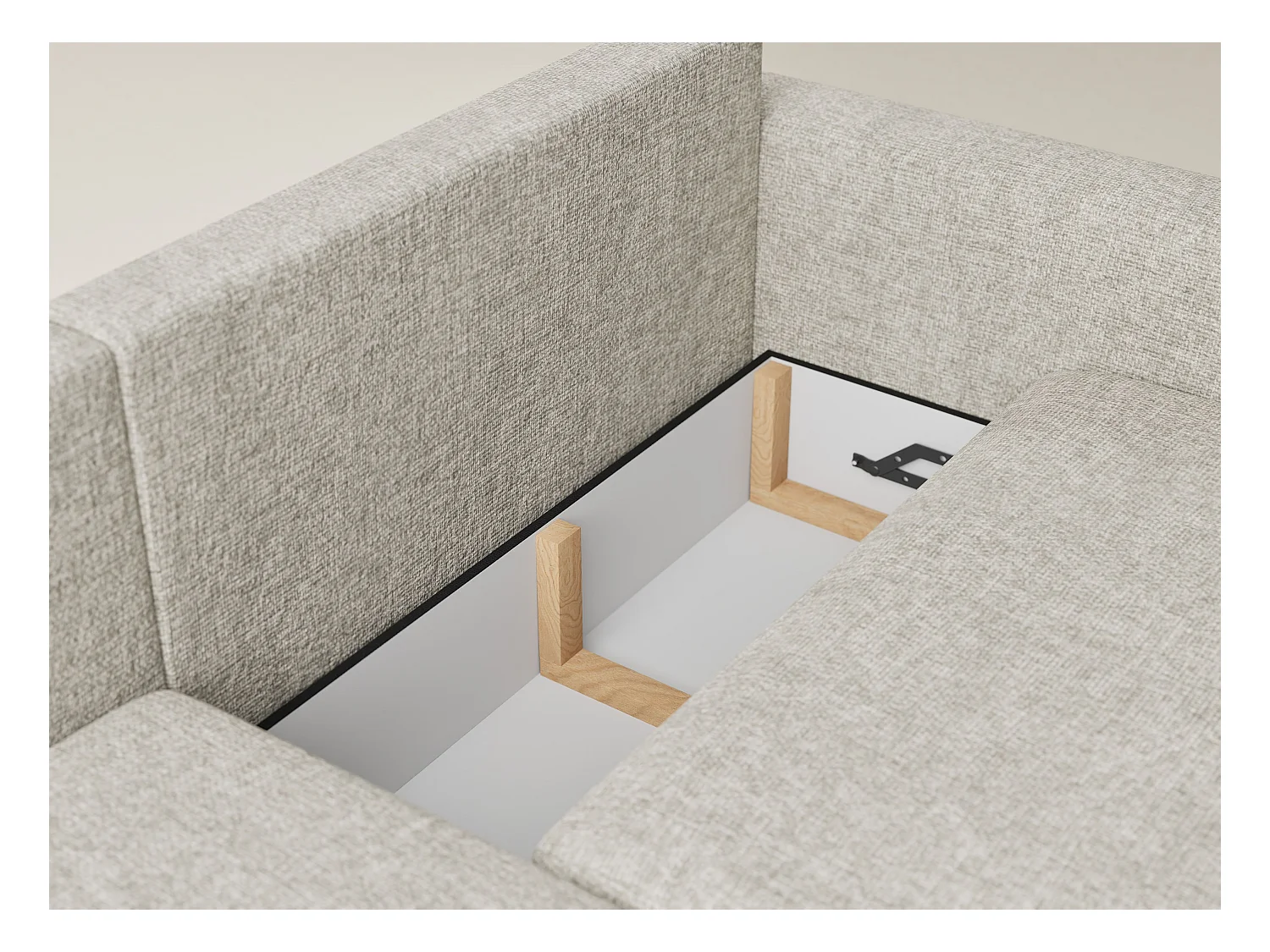 Canapé d'angle gauche avec fonction lit en tissu chenille beige LEON