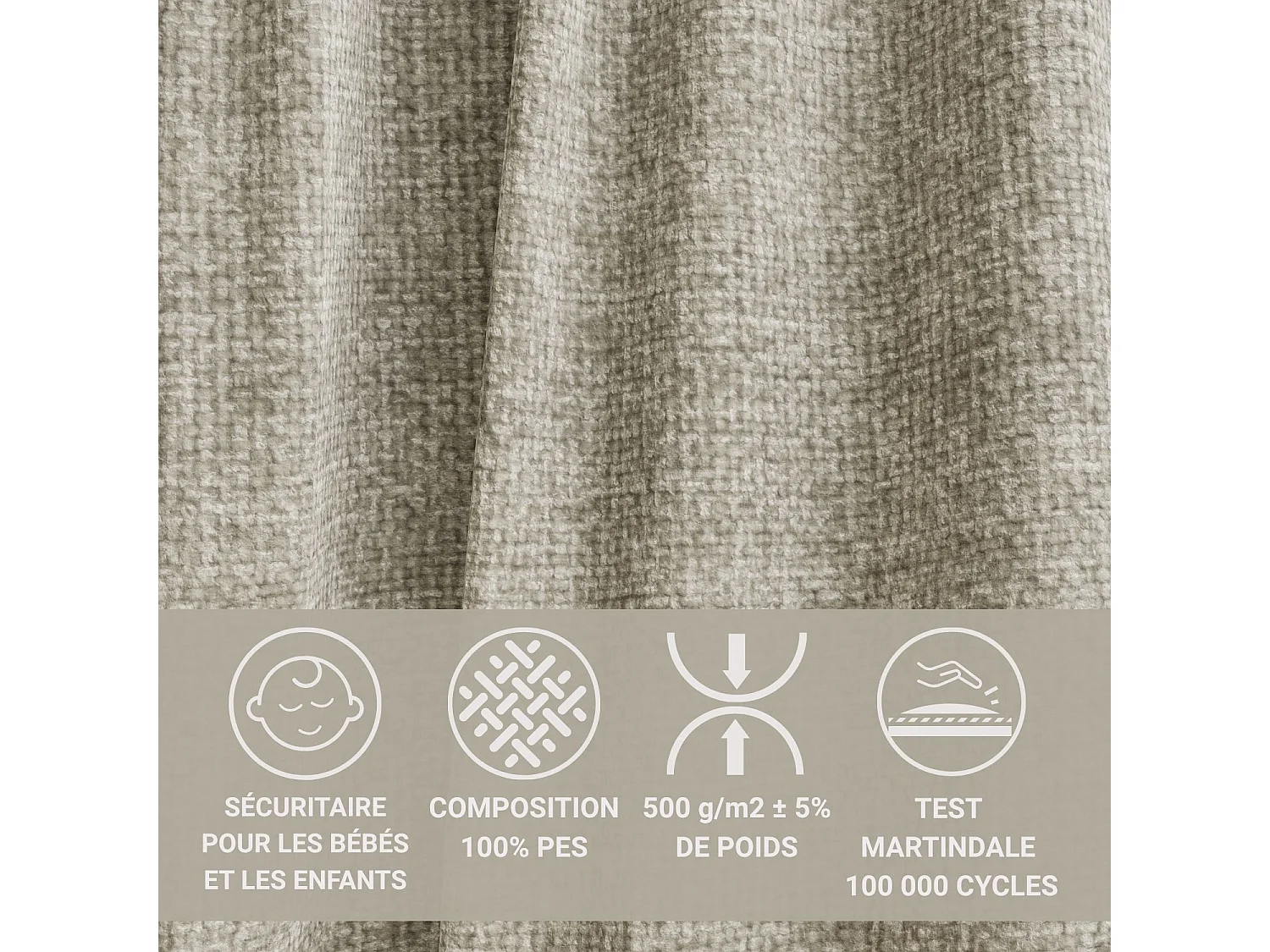 Canapé d'angle gauche avec fonction lit en tissu chenille beige LEON