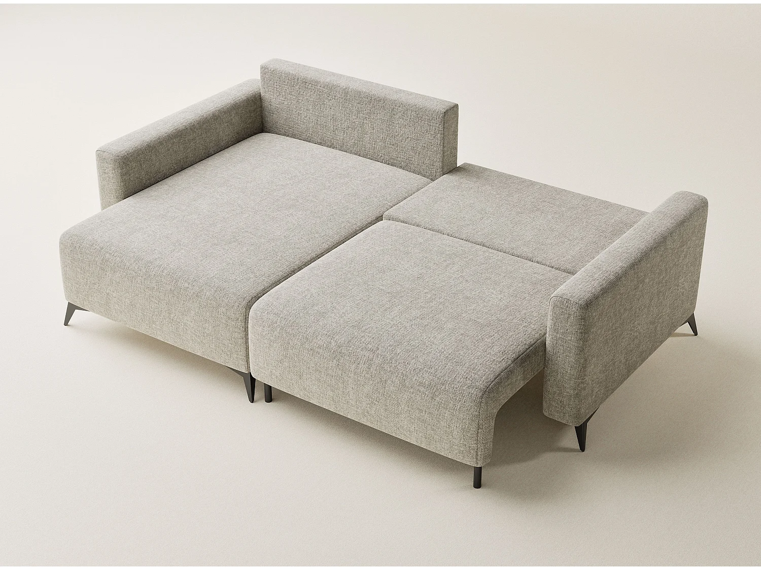 Canapé d'angle gauche avec fonction lit en tissu chenille beige LEON