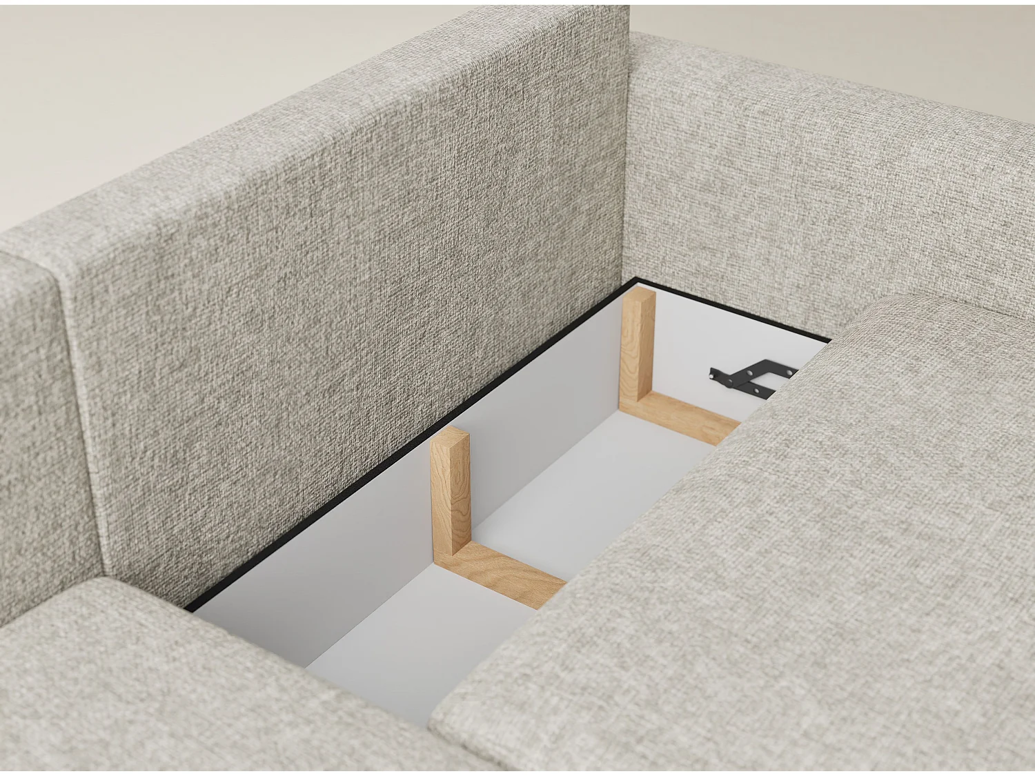 Canapé d'angle gauche avec fonction lit en tissu chenille beige LEON