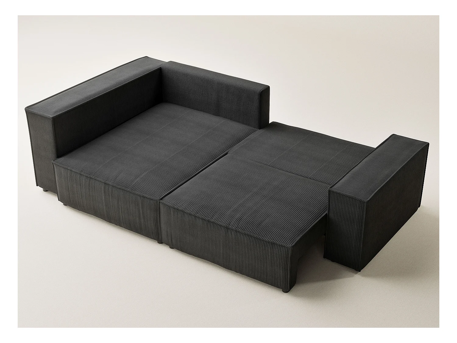 Canapé d'angle gauche avec fonction lit en velours graphite TONGA