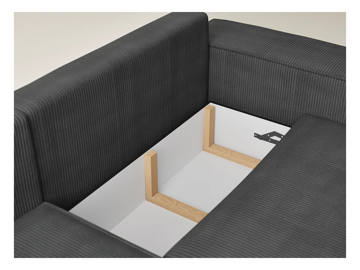 Canapé d'angle gauche avec fonction lit en velours graphite TONGA