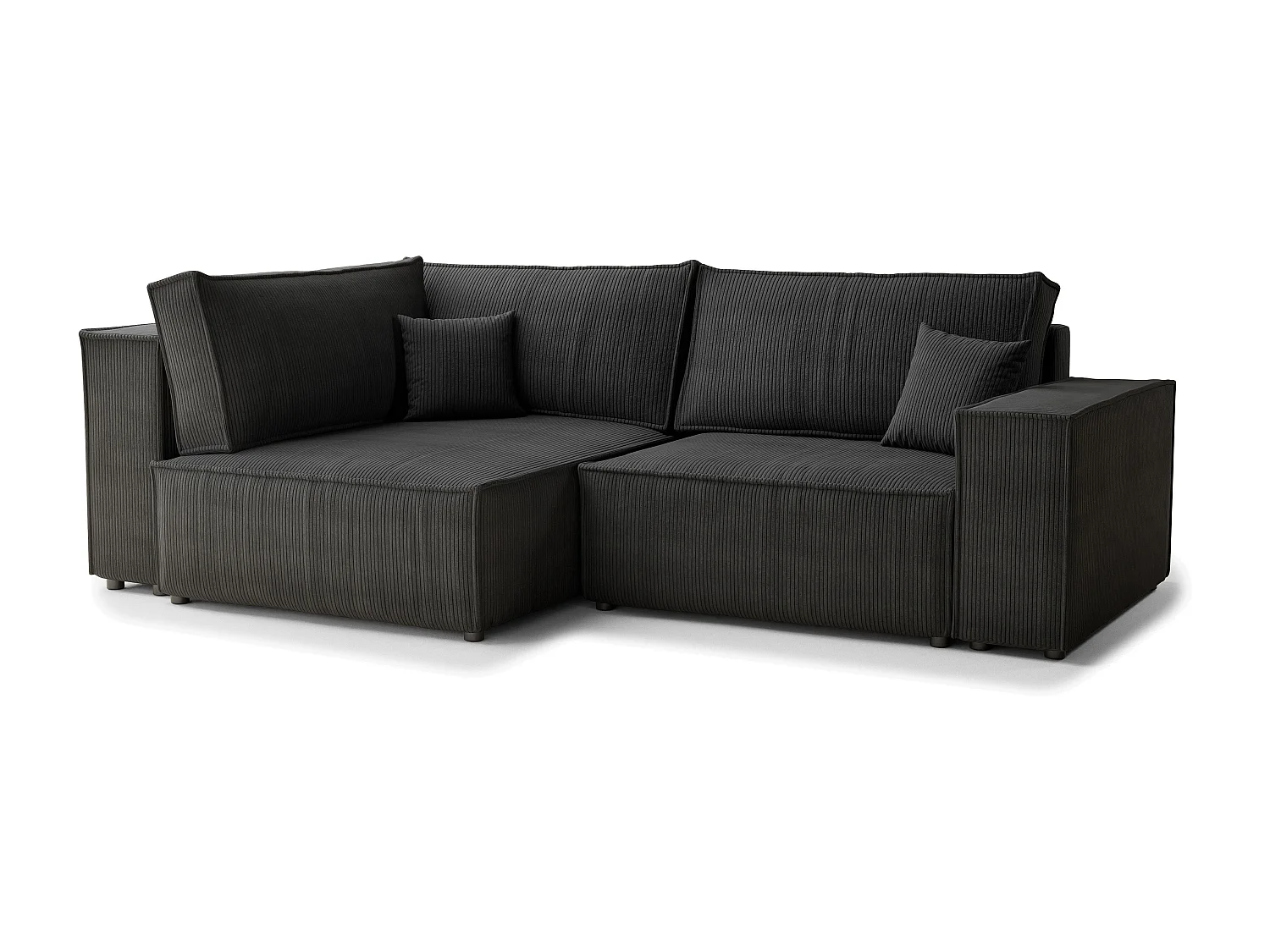 Canapé d'angle gauche avec fonction lit en velours graphite TONGA