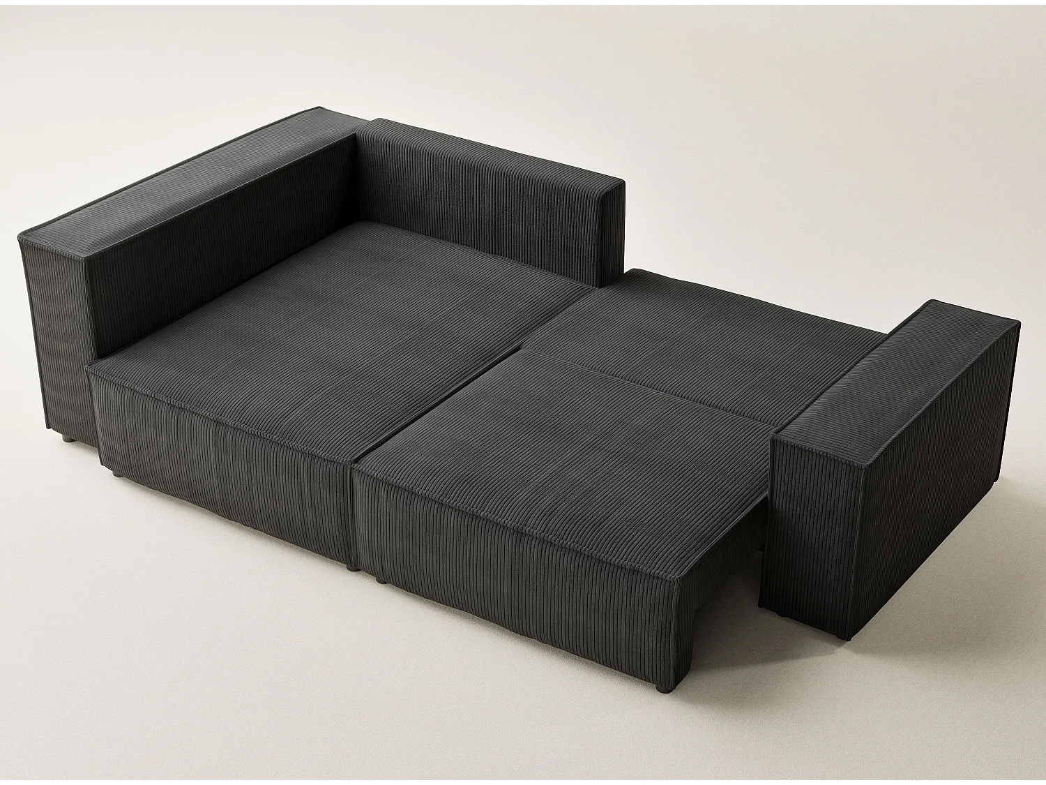 Canapé d'angle gauche avec fonction lit en velours graphite TONGA