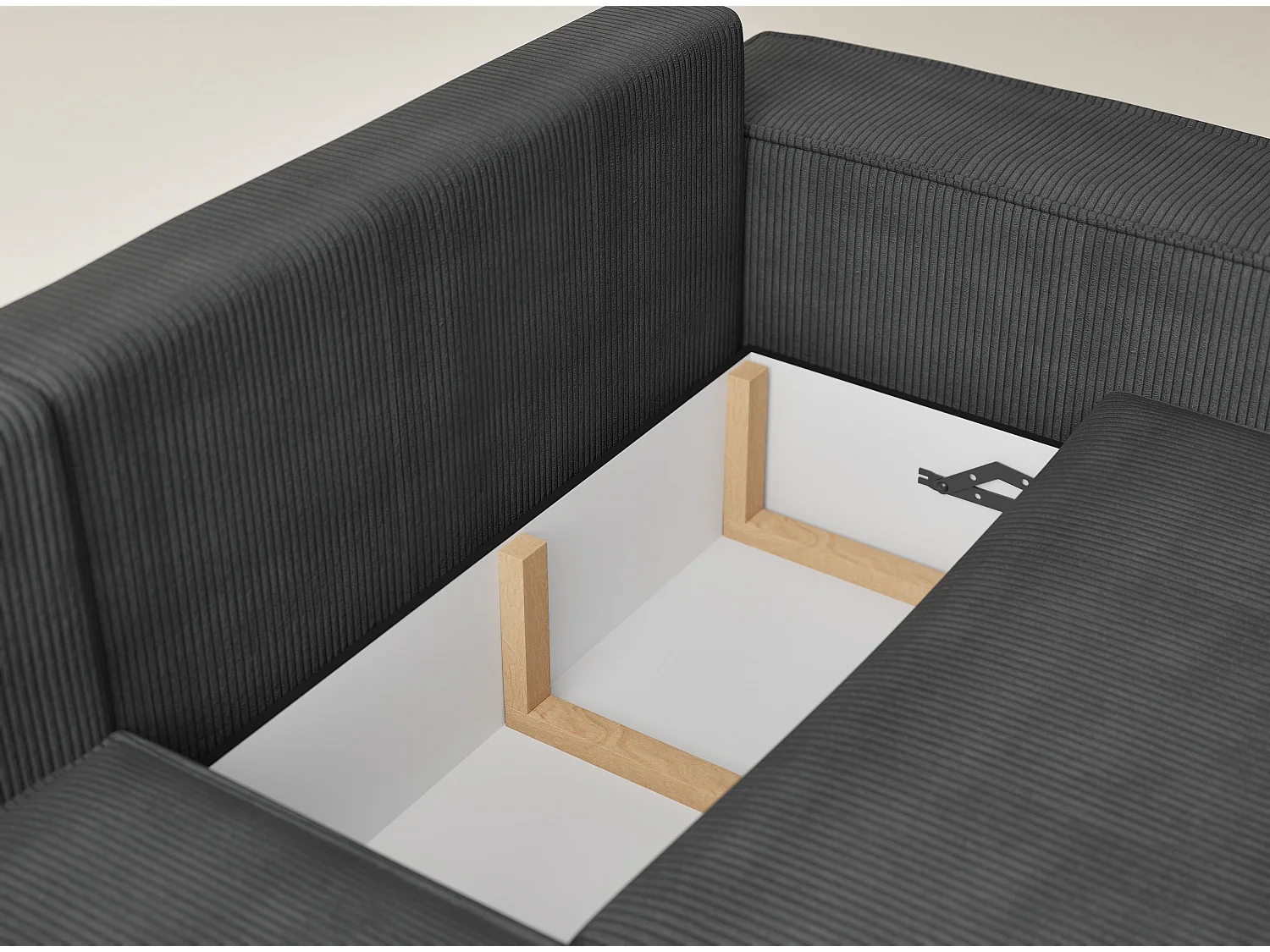 Canapé d'angle gauche avec fonction lit en velours graphite TONGA