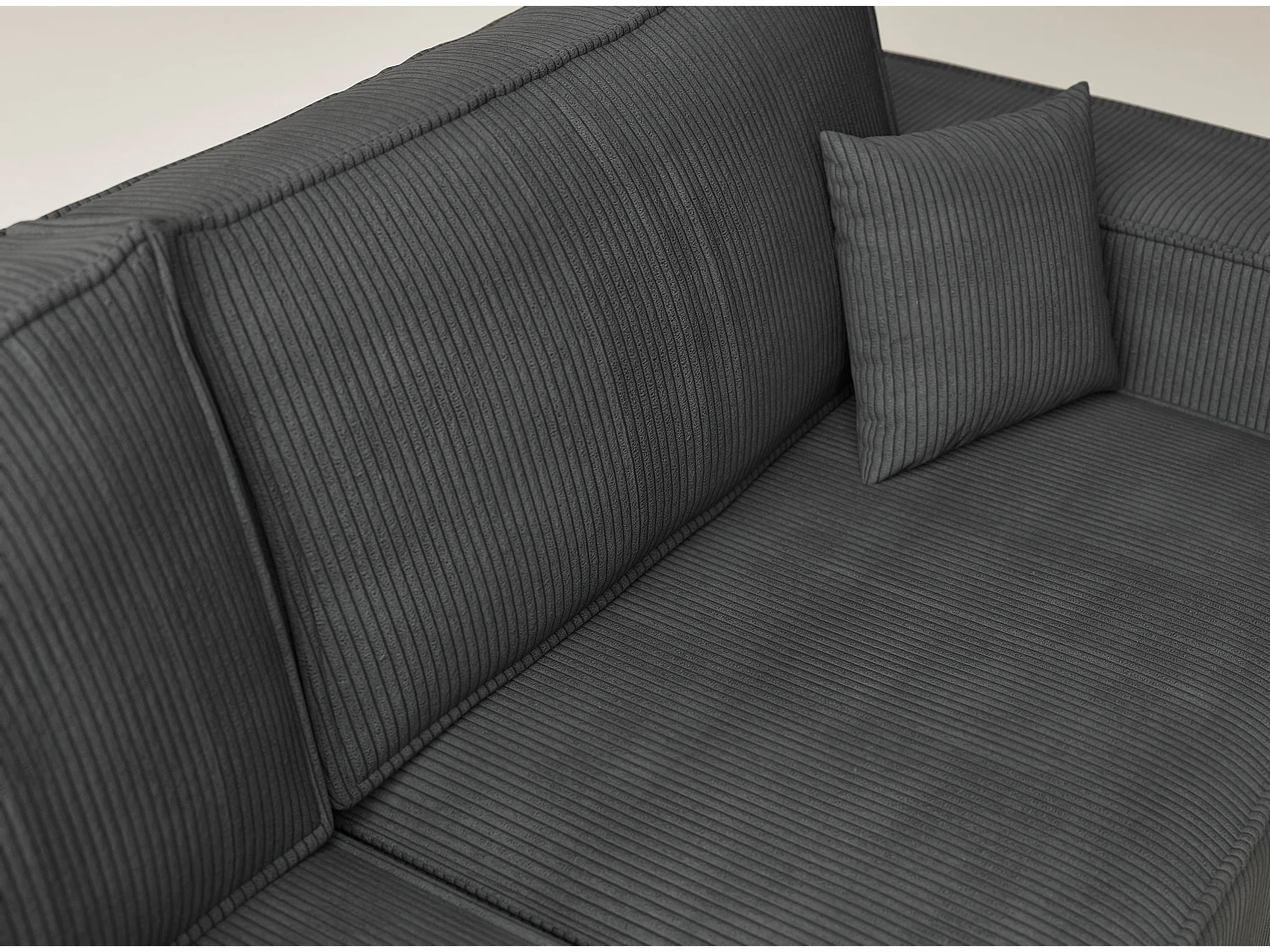 Canapé d'angle gauche avec fonction lit en velours graphite TONGA