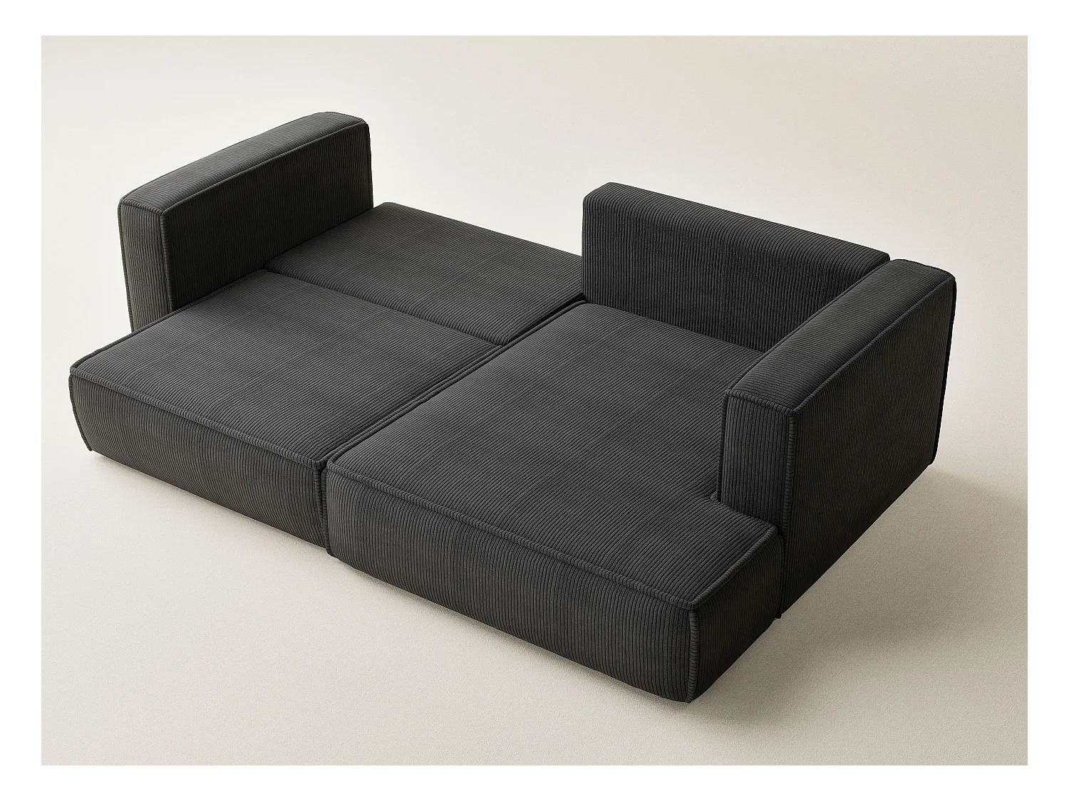 Canapé d'angle droit avec fonction lit en velours graphite VELTO