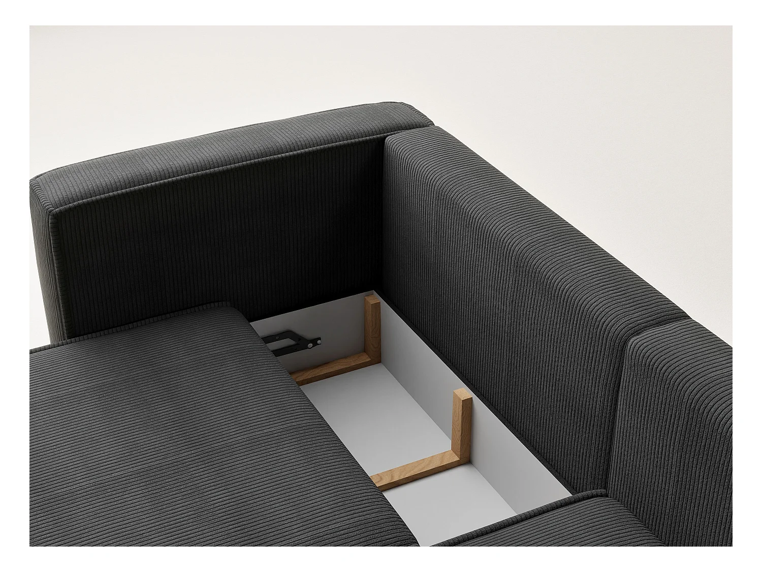 Canapé d'angle droit avec fonction lit en velours graphite VELTO