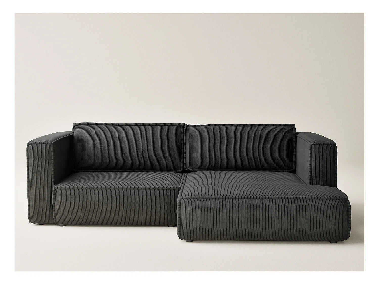 Canapé d'angle droit avec fonction lit en velours graphite VELTO