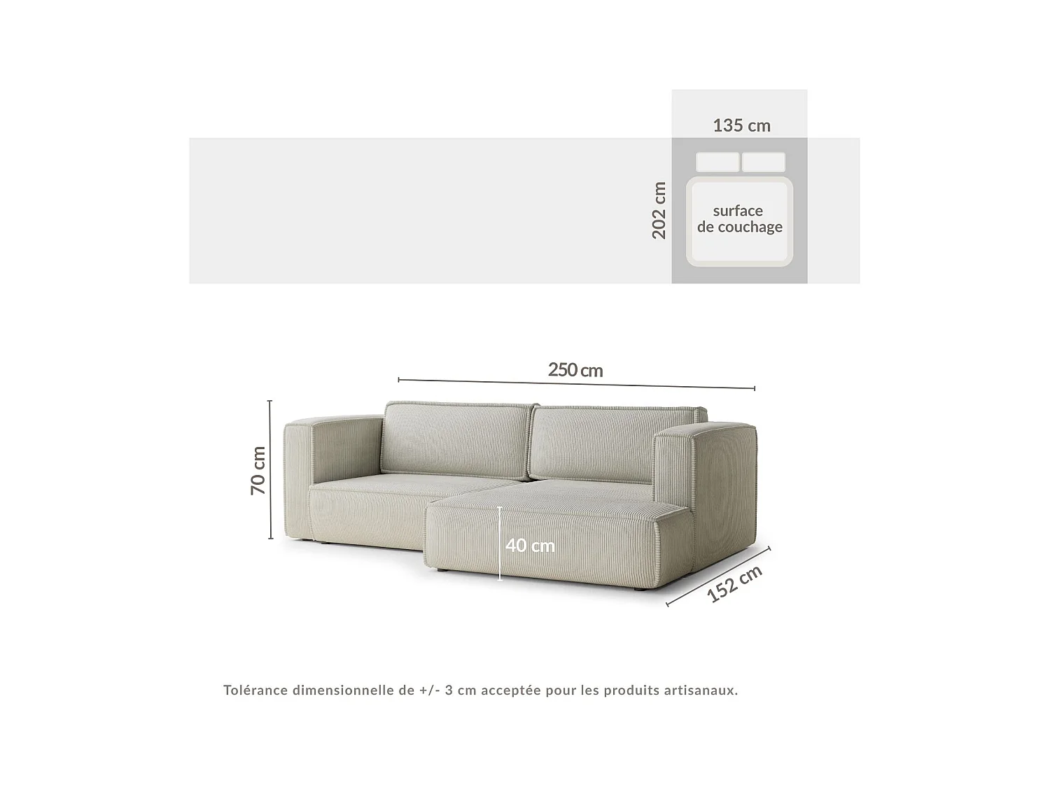 Canapé d'angle droit avec fonction lit en velours graphite VELTO