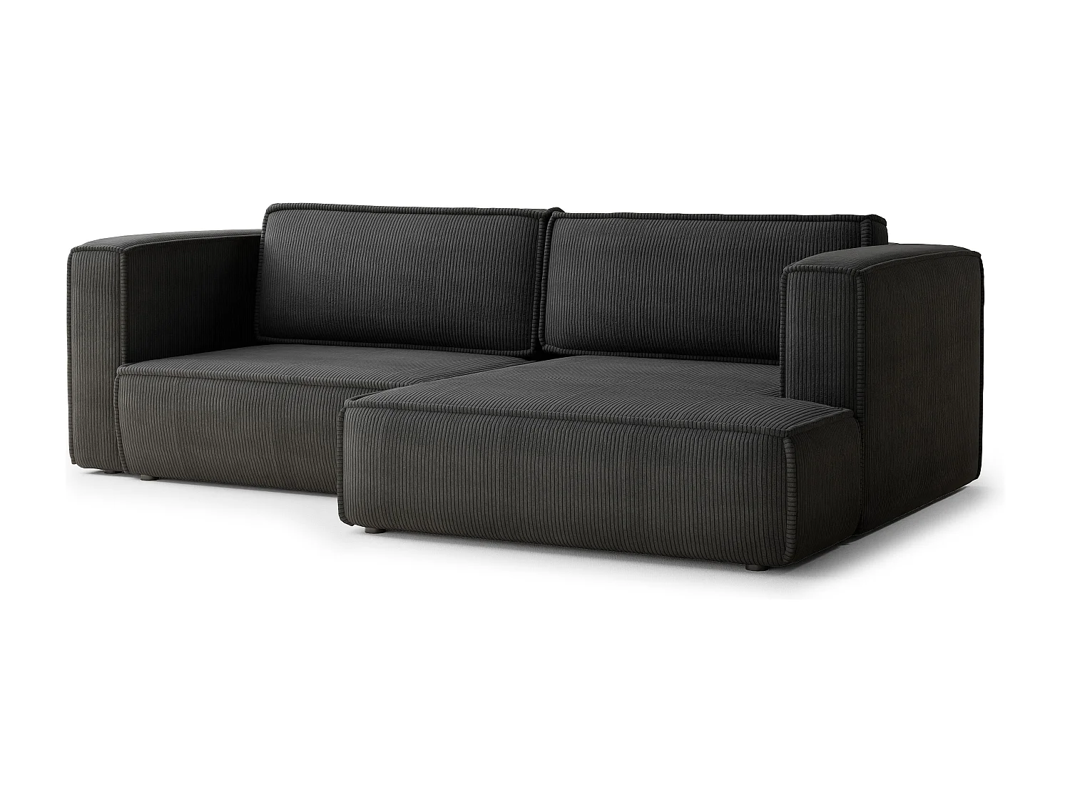 Canapé d'angle droit avec fonction lit en velours graphite VELTO