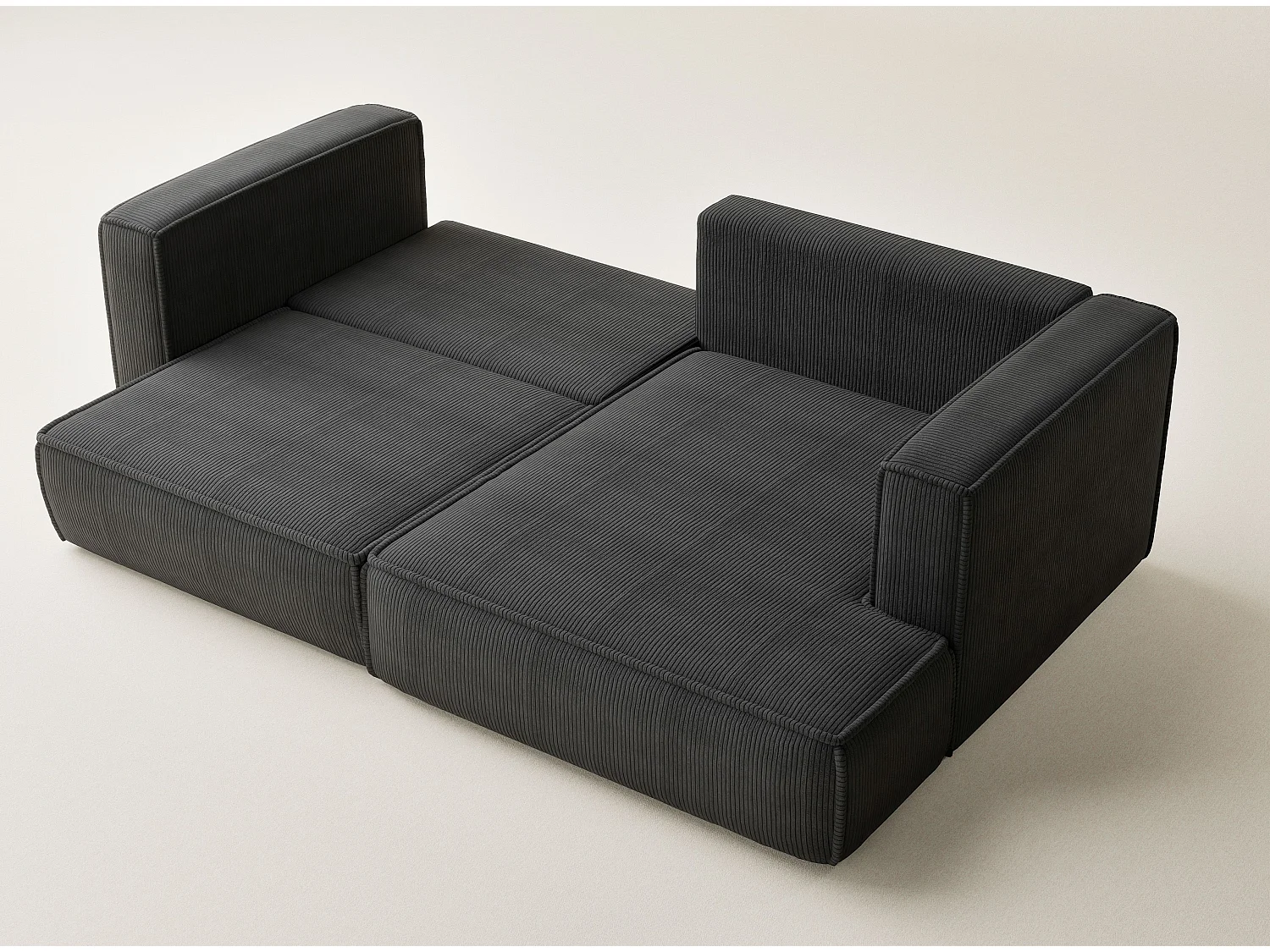 Canapé d'angle droit avec fonction lit en velours graphite VELTO