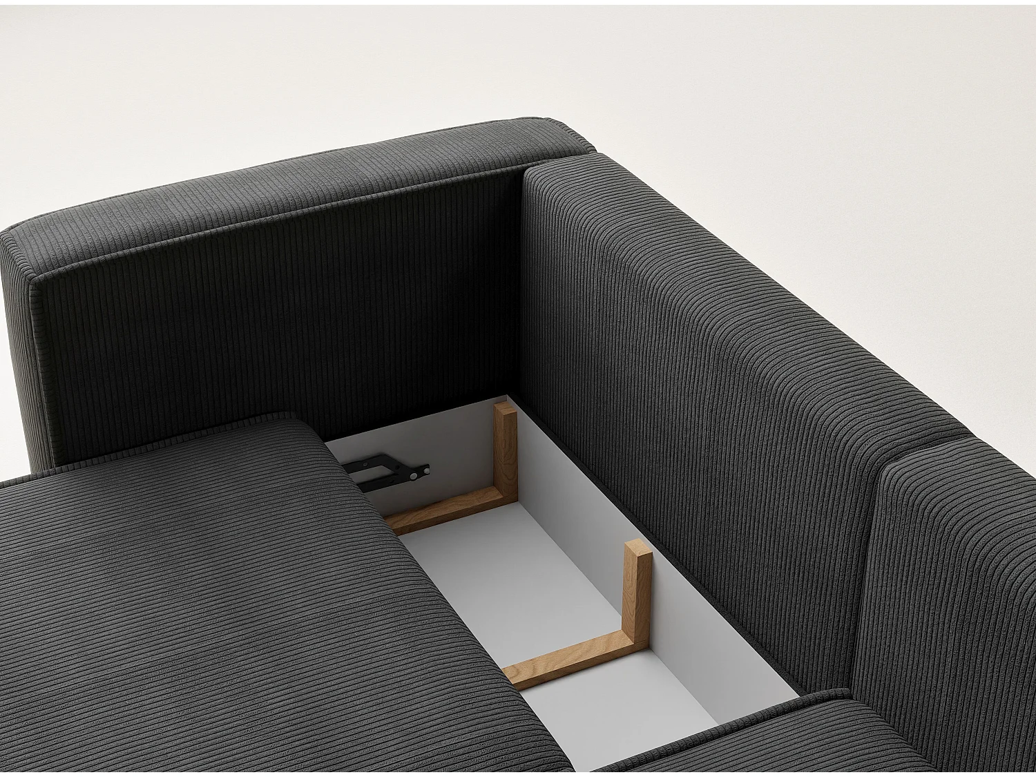 Canapé d'angle droit avec fonction lit en velours graphite VELTO