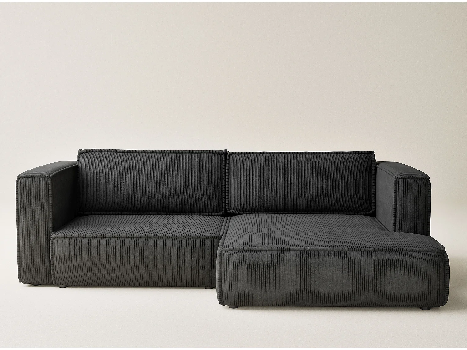 Canapé d'angle droit avec fonction lit en velours graphite VELTO