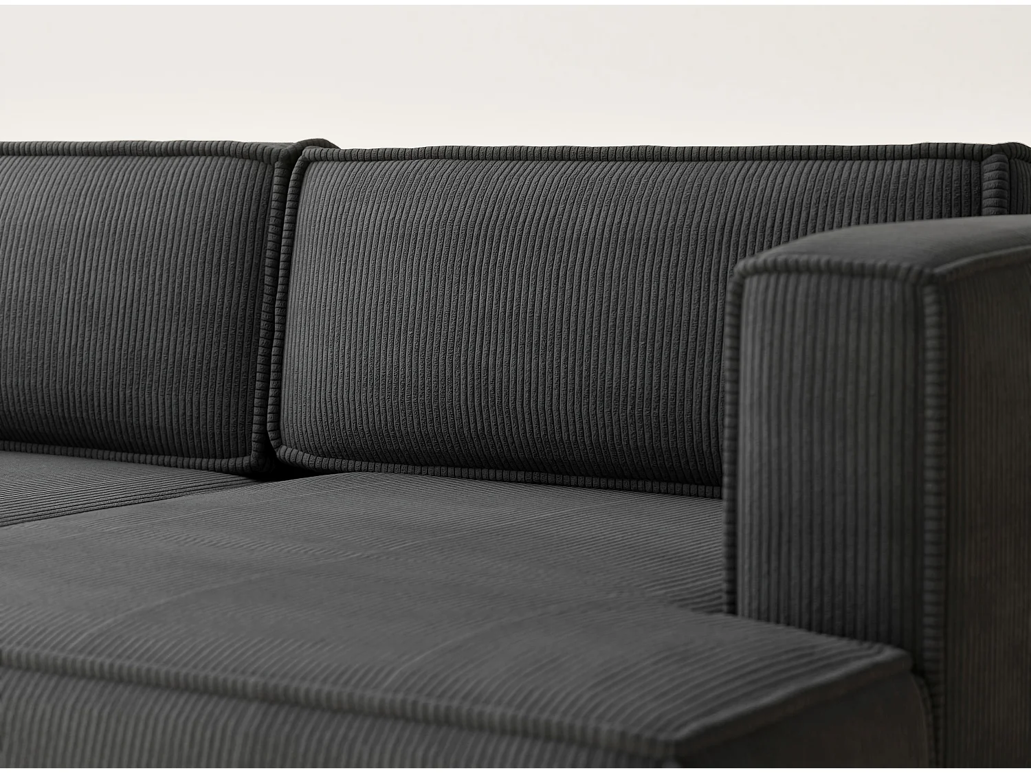 Canapé d'angle droit avec fonction lit en velours graphite VELTO