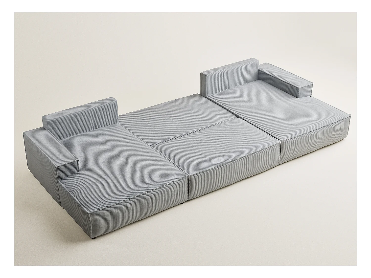 Canapé d'angle panoramique avec fonction lit en velours gris clair KYOTO