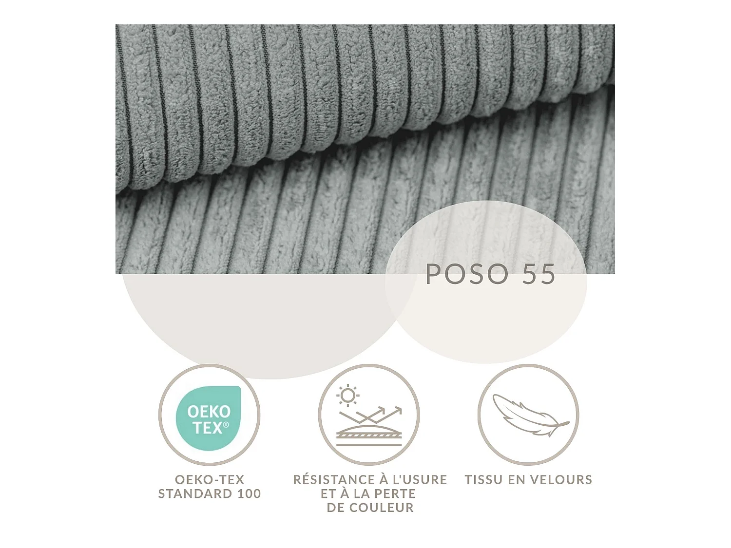 Canapé d'angle panoramique avec fonction lit en velours gris clair KYOTO