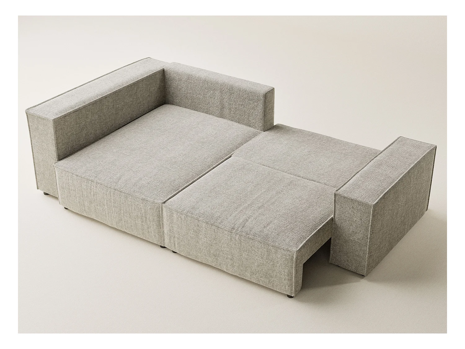 Canapé d'angle gauche avec fonction lit en tissu chenille beige TONGA